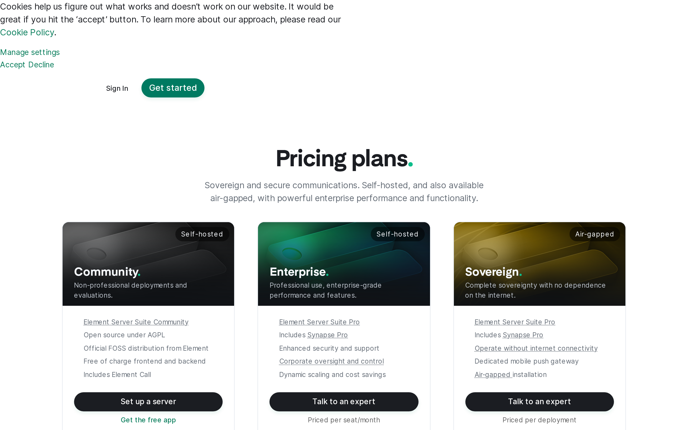 Element — pricing