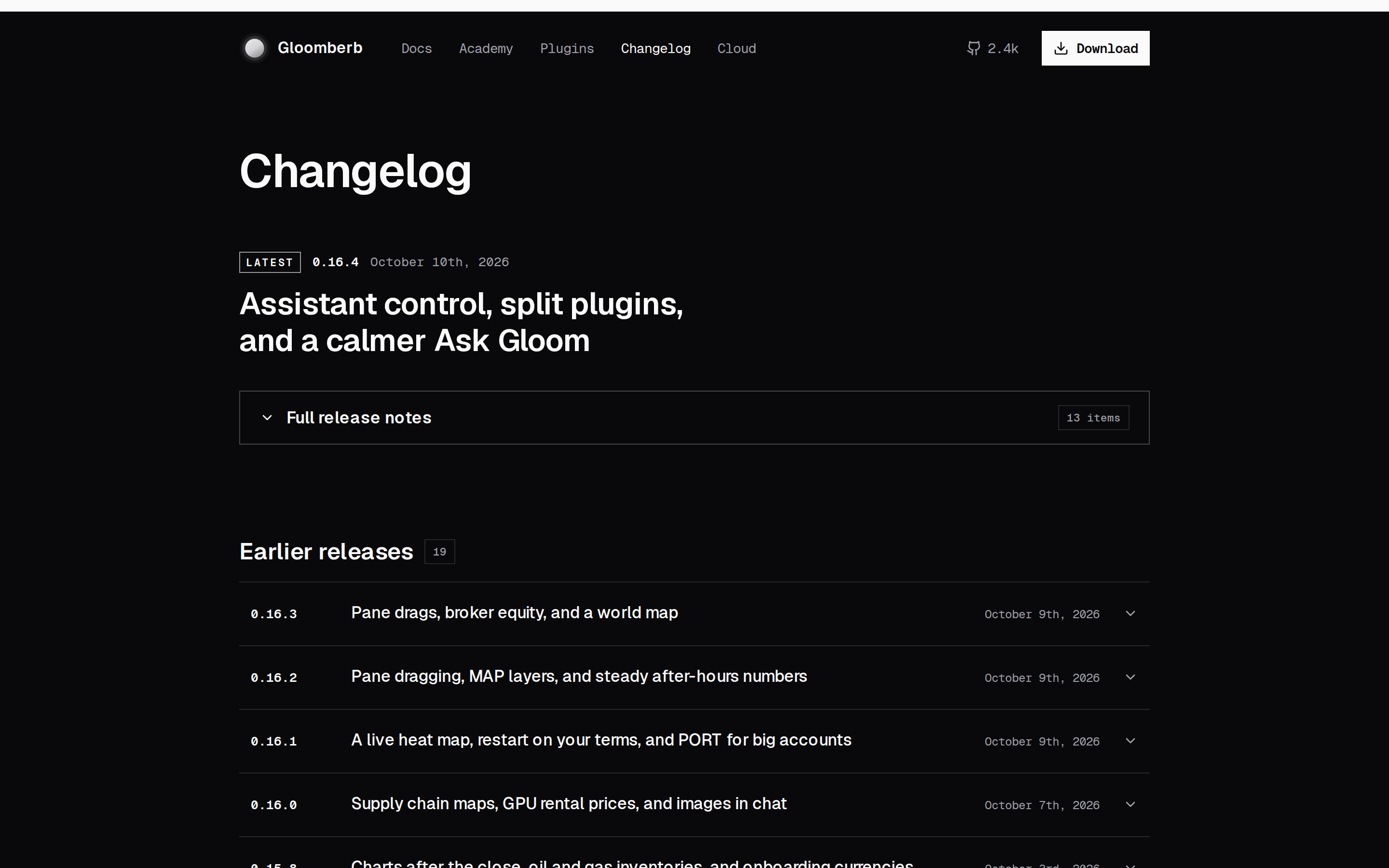 Gloomberb — changelog