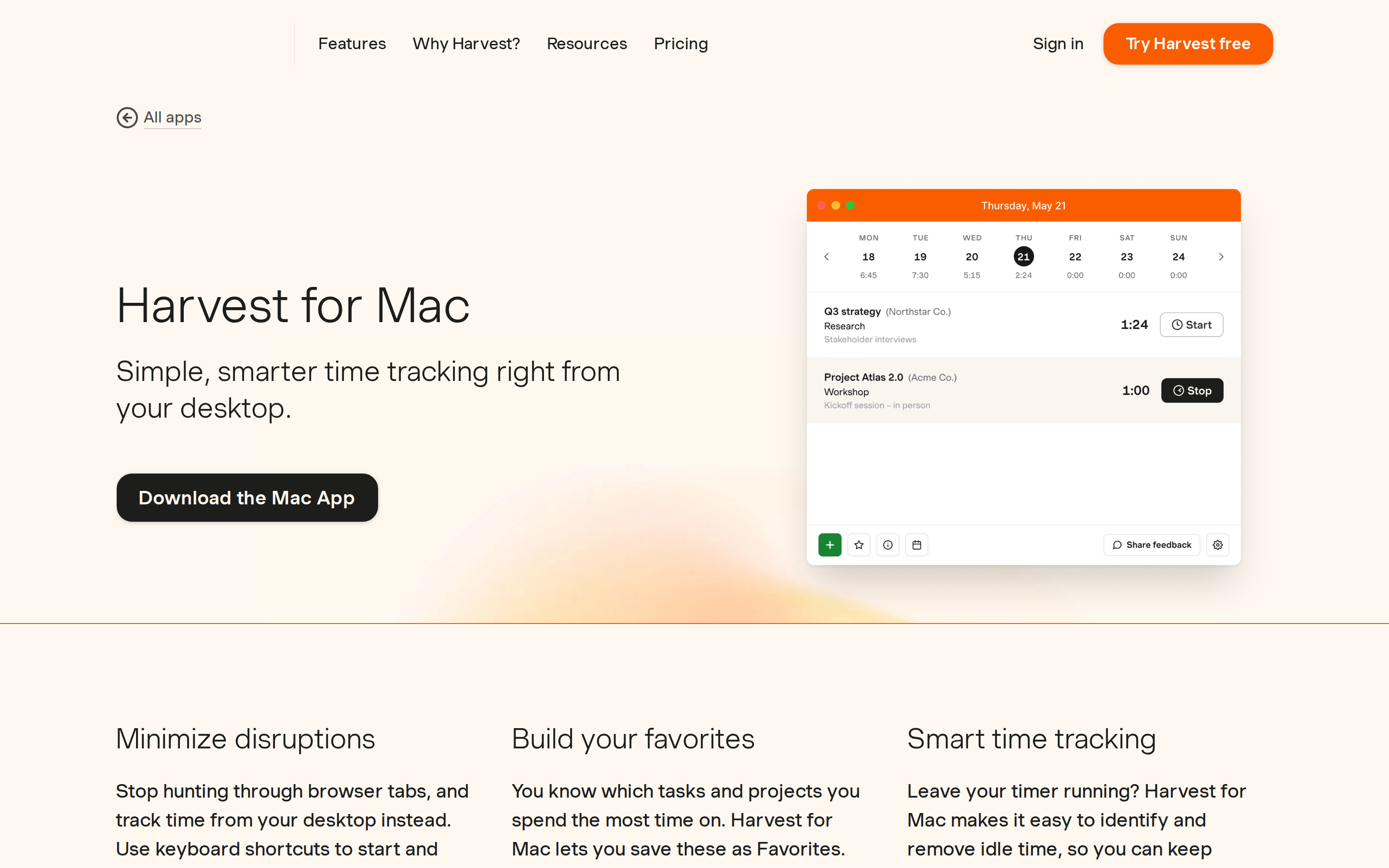 Harvest for Mac — hero