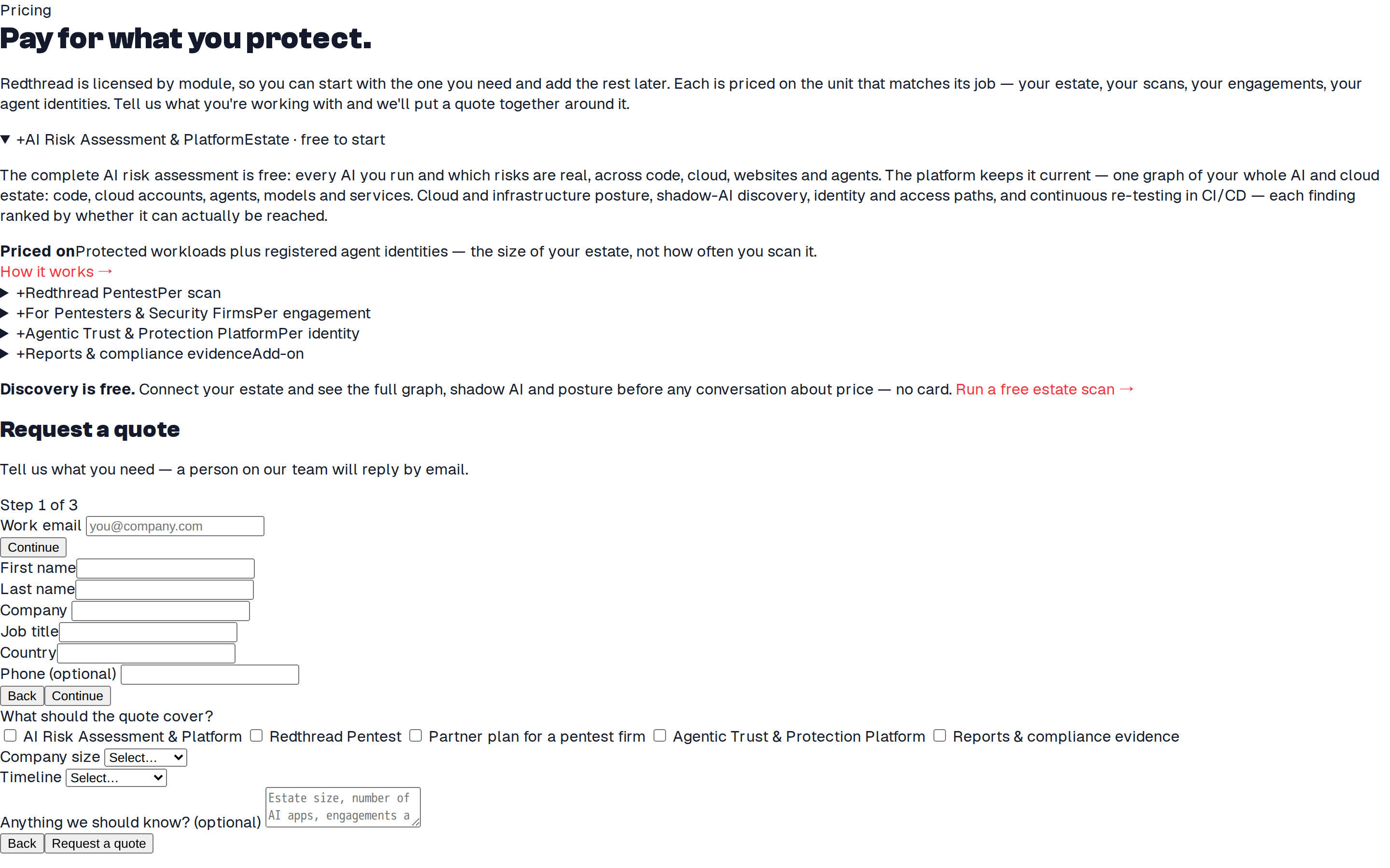 Redthread — pricing