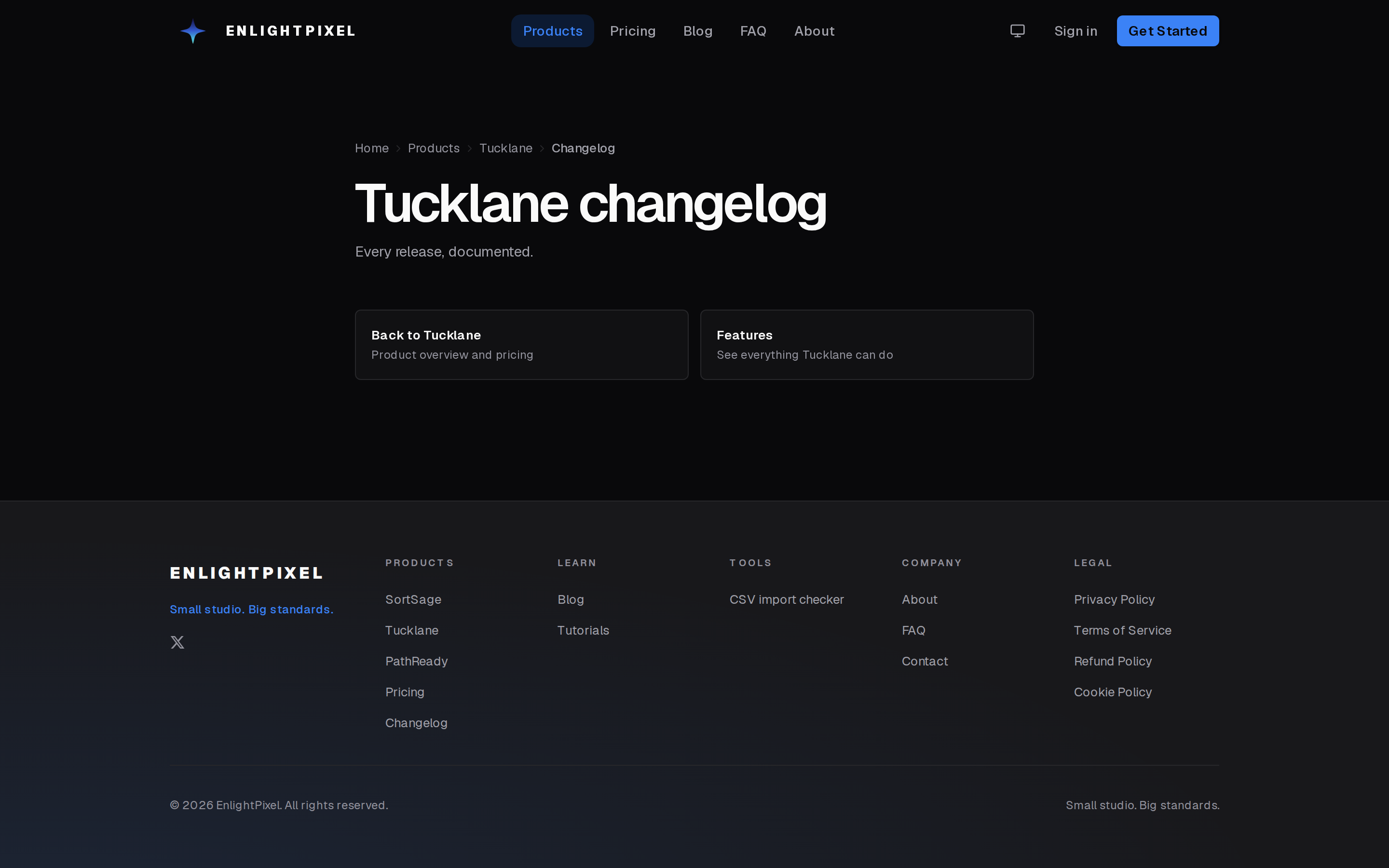 Tucklane — changelog