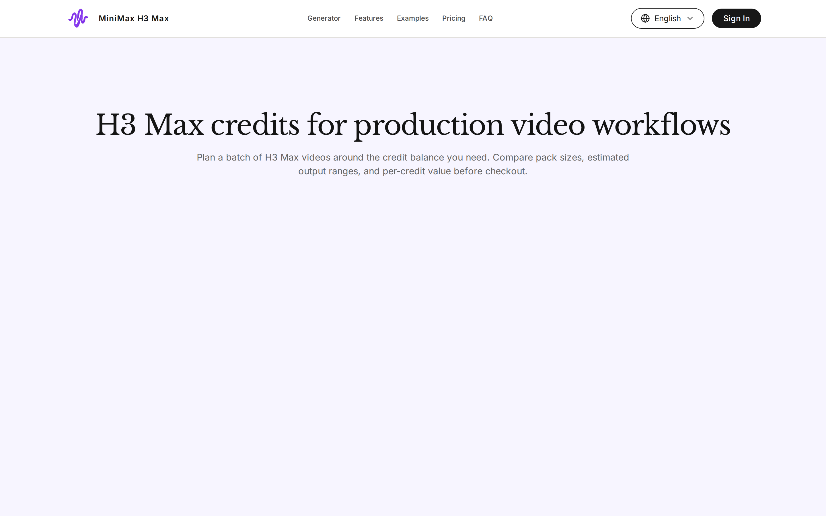 MiniMax H3 Max — pricing