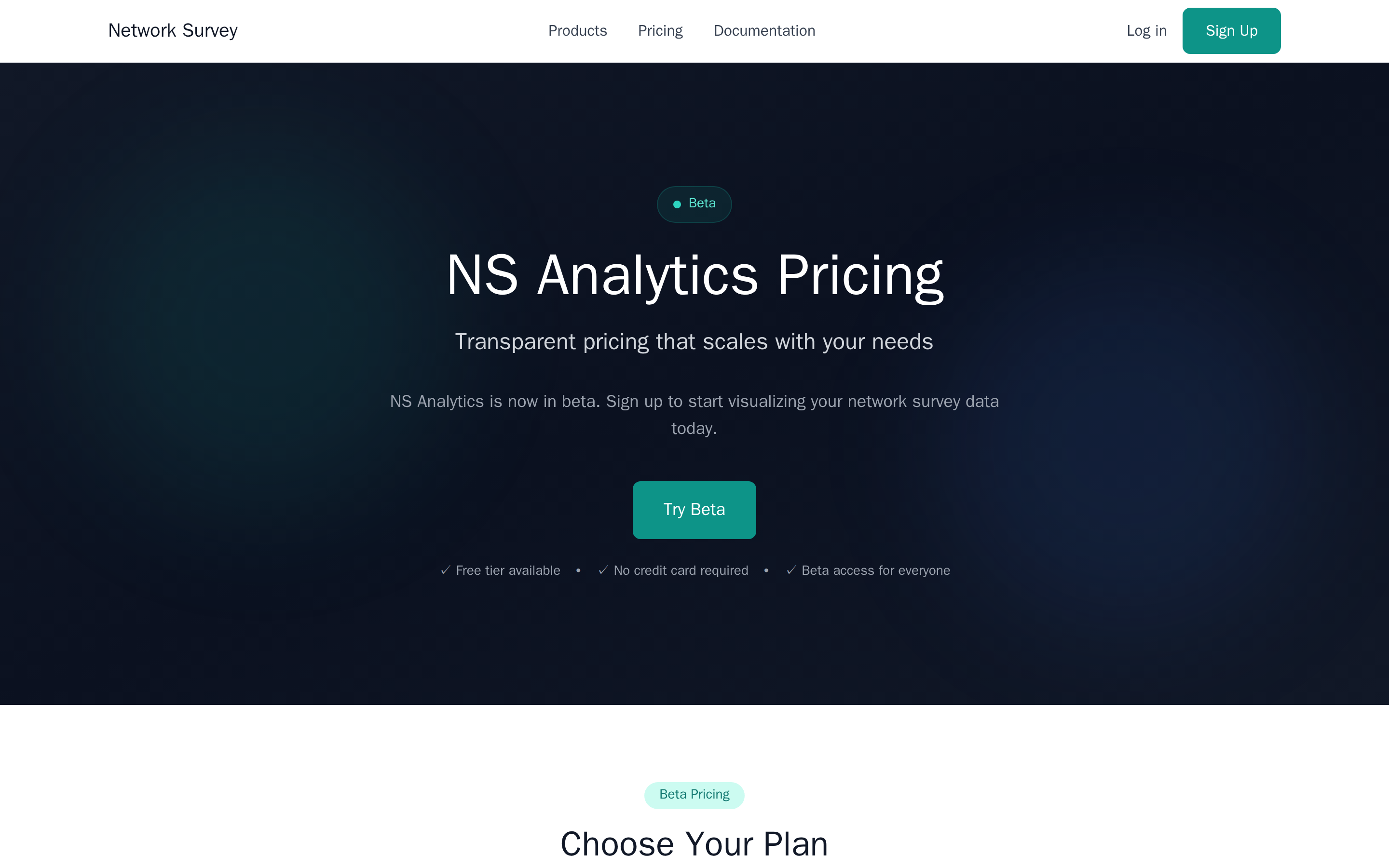 Network Survey — pricing