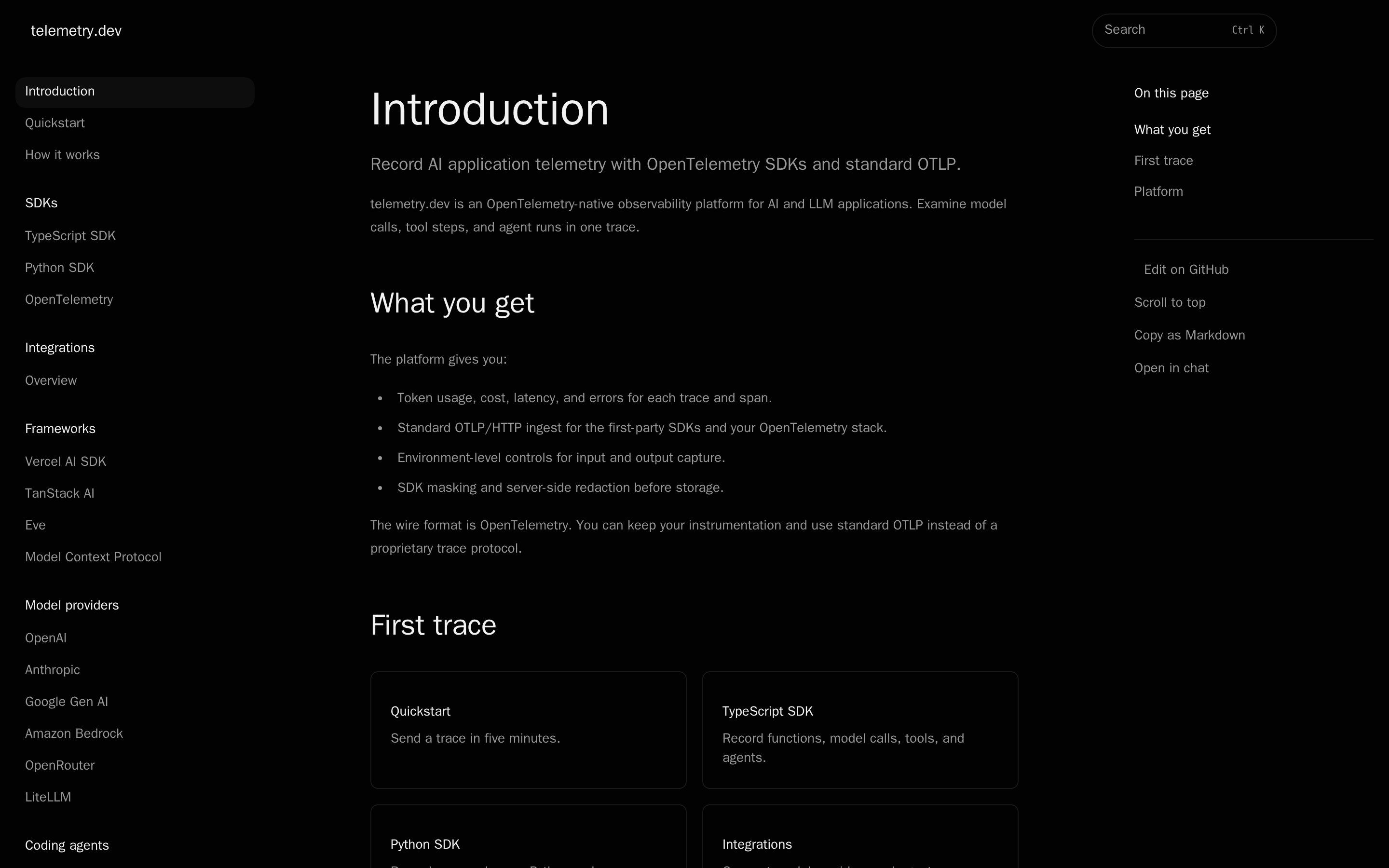 telemetry.dev — docs