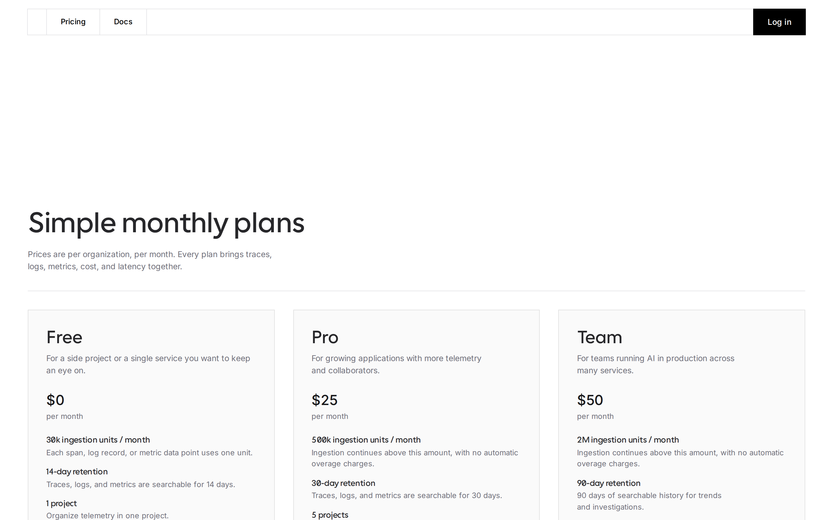 telemetry.dev — pricing