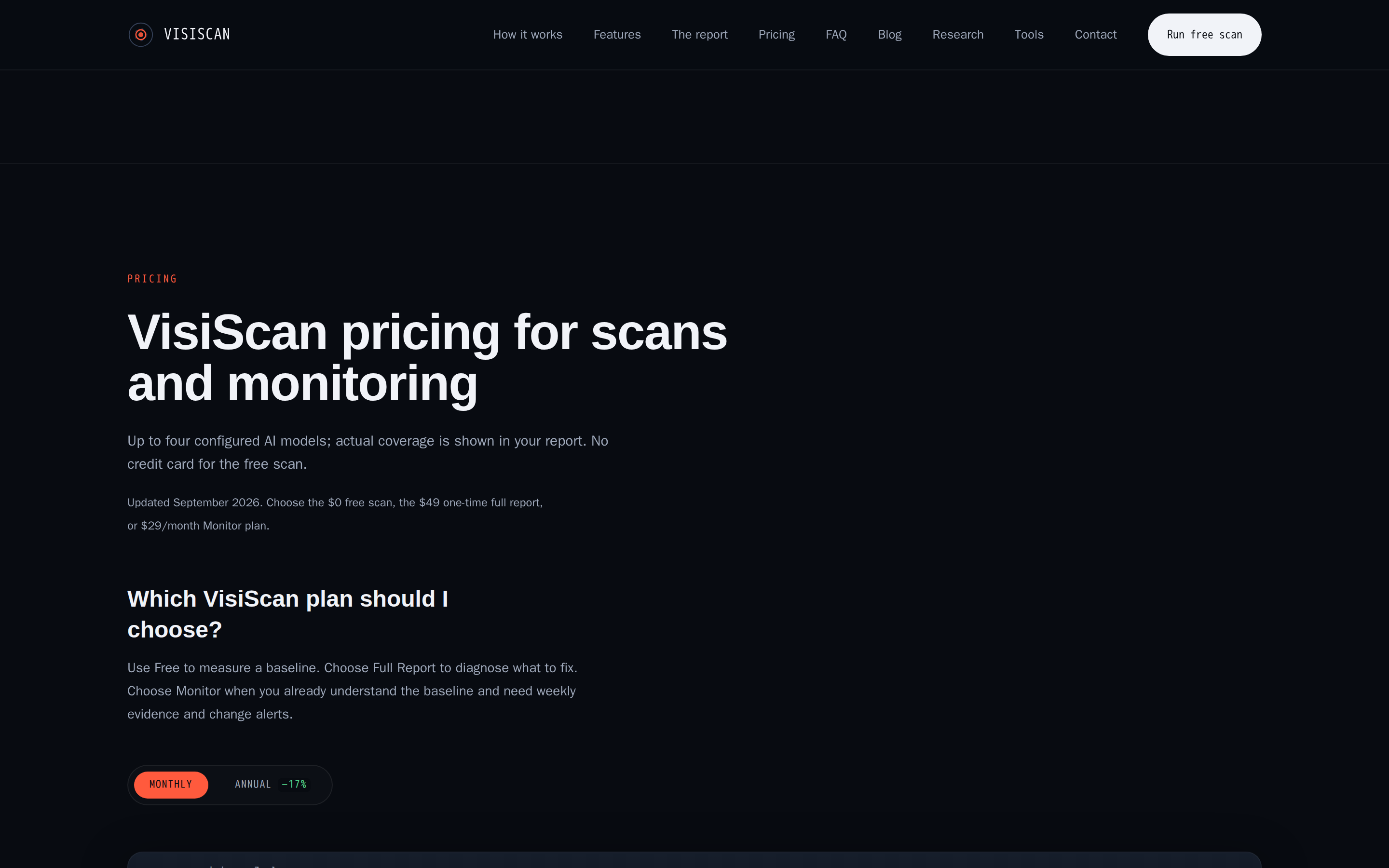 VisiScan — pricing