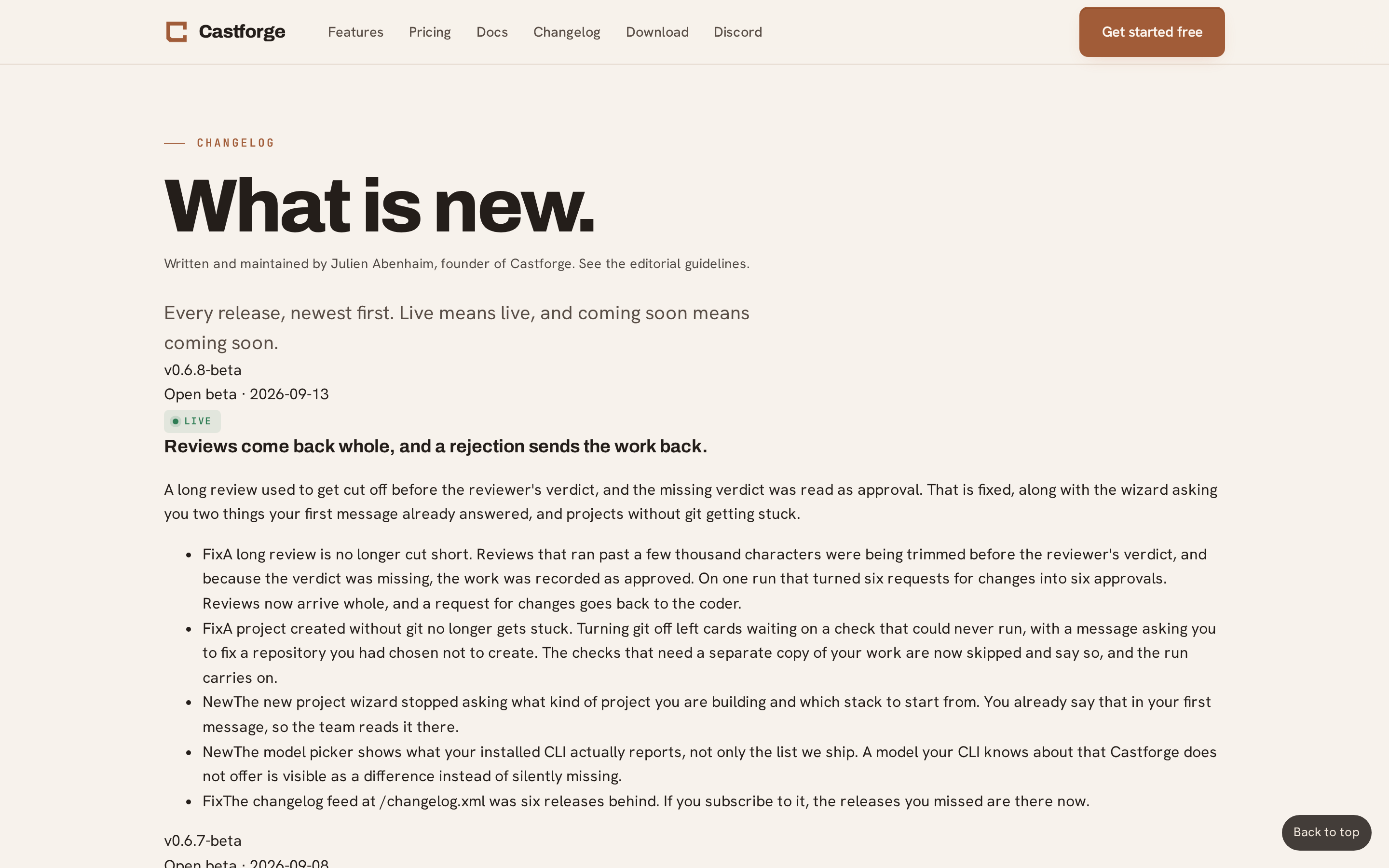 Castforge — changelog