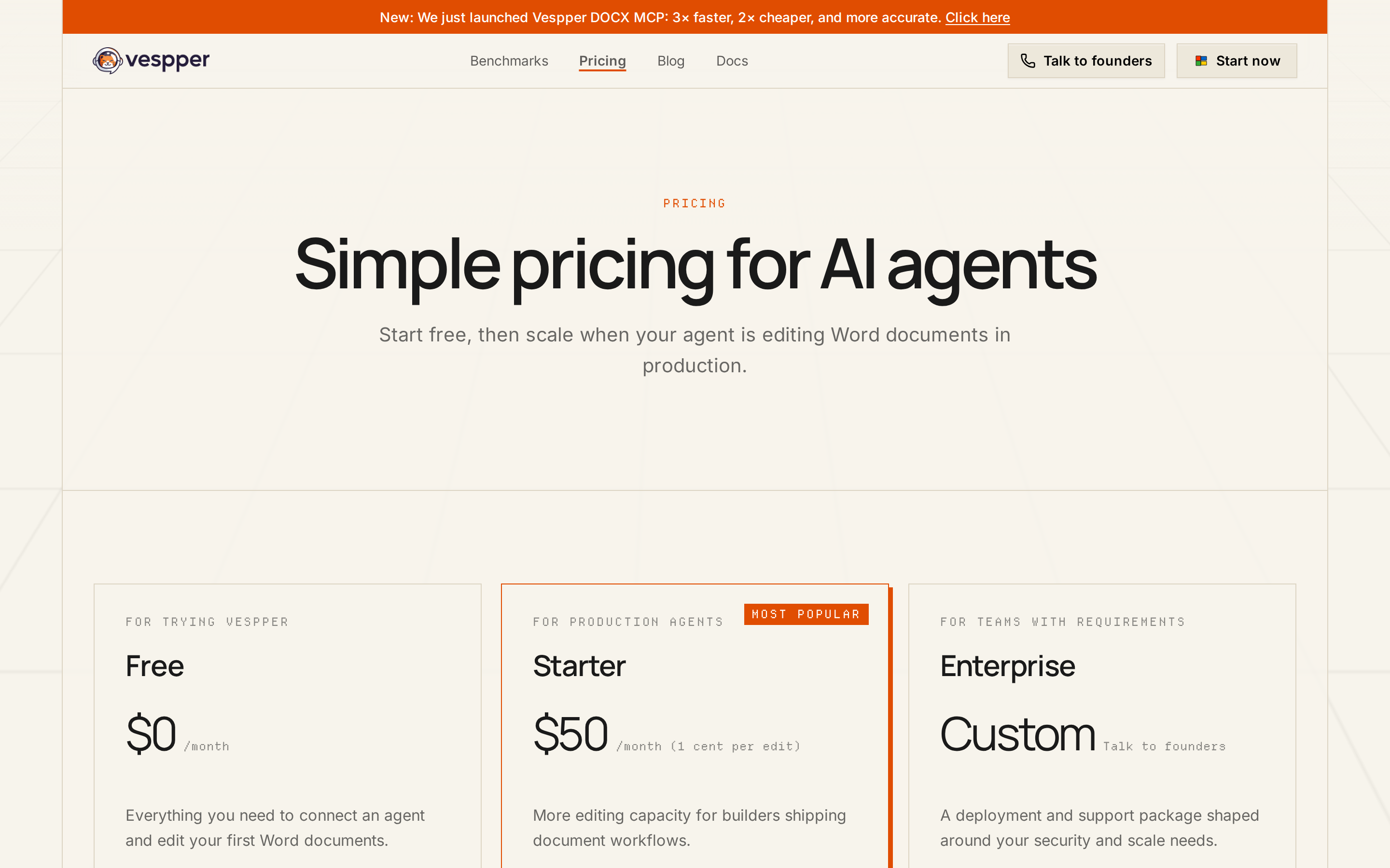 Vespper DOCX MCP — pricing