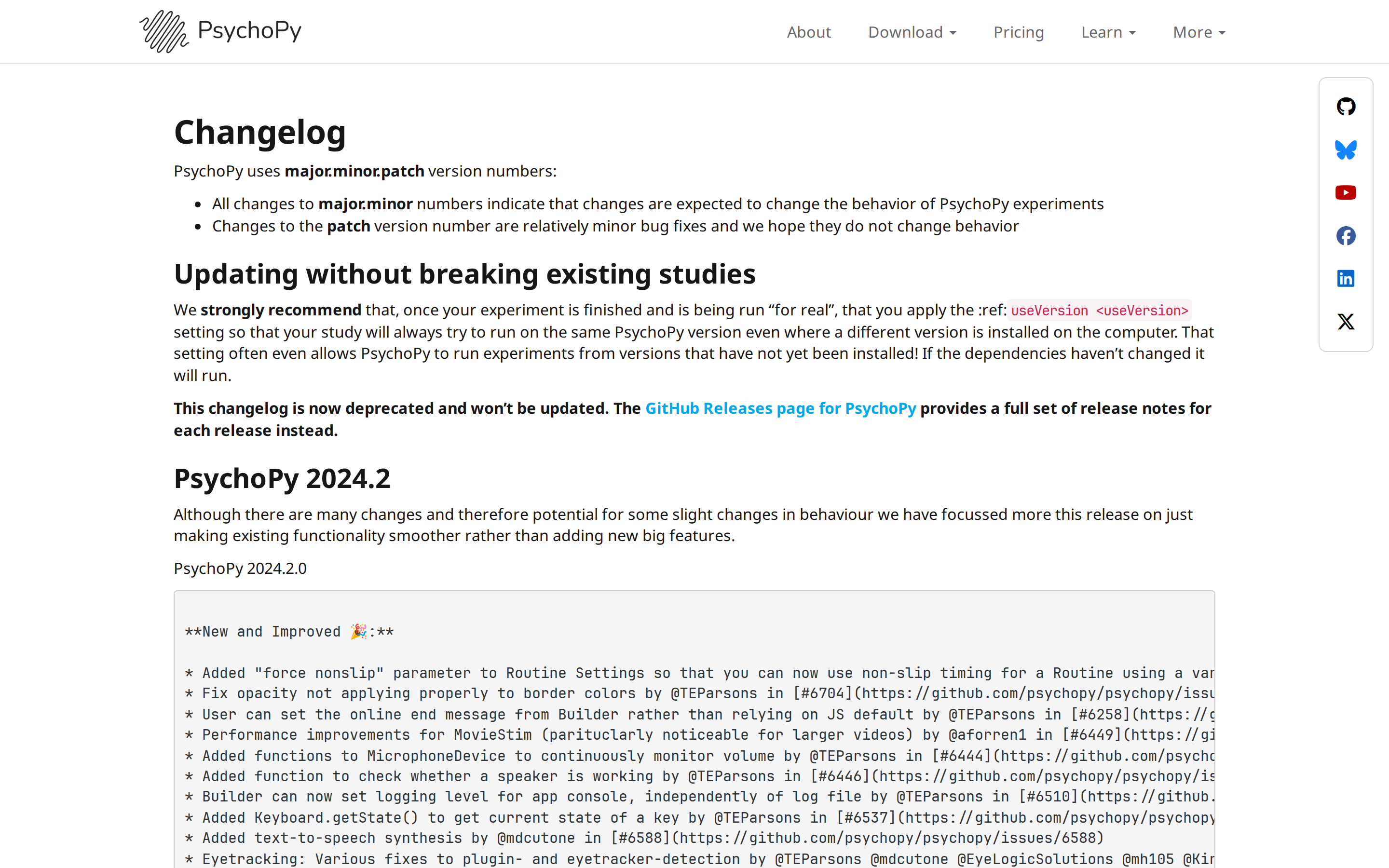 PsychoPy — changelog