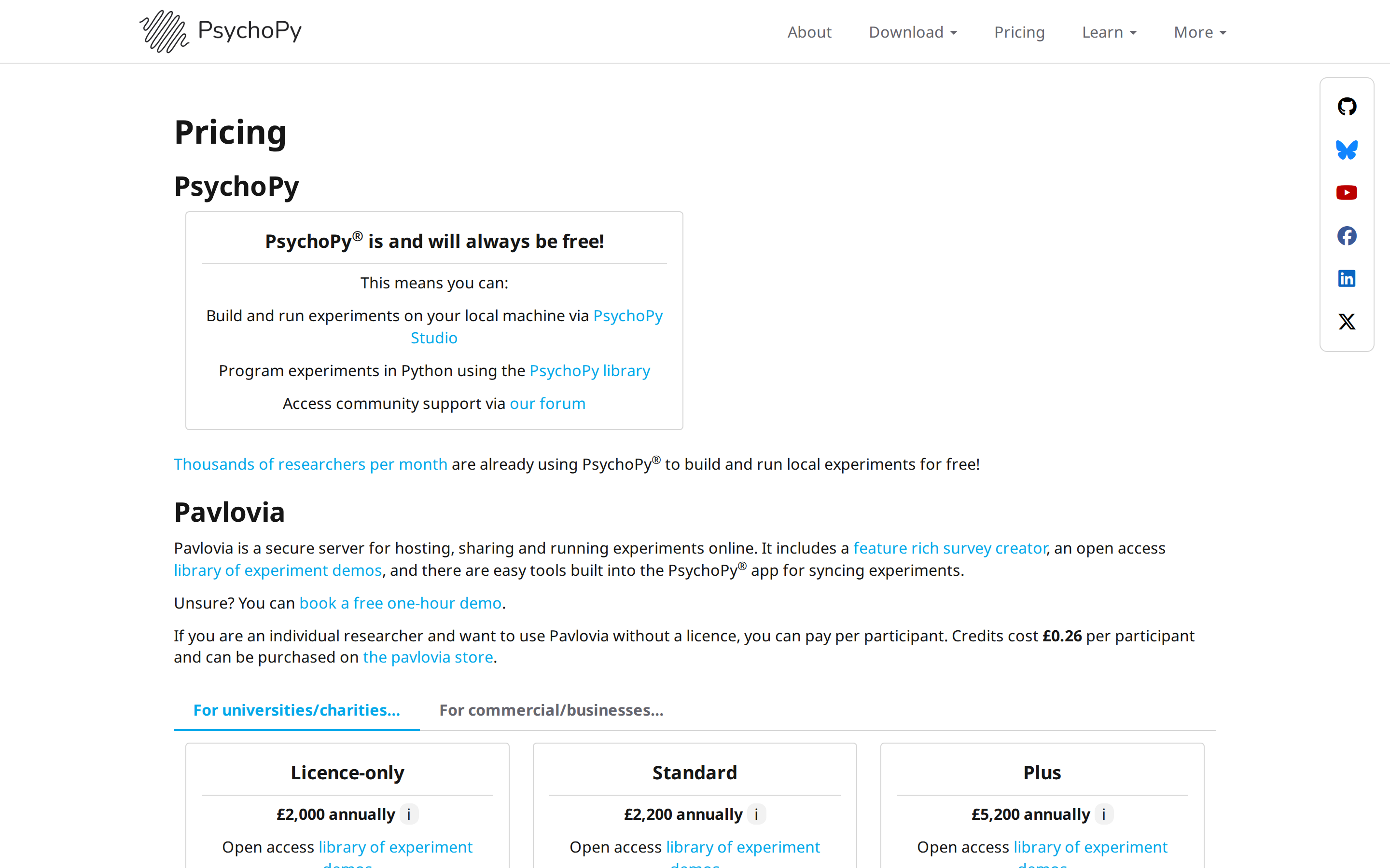 PsychoPy — pricing