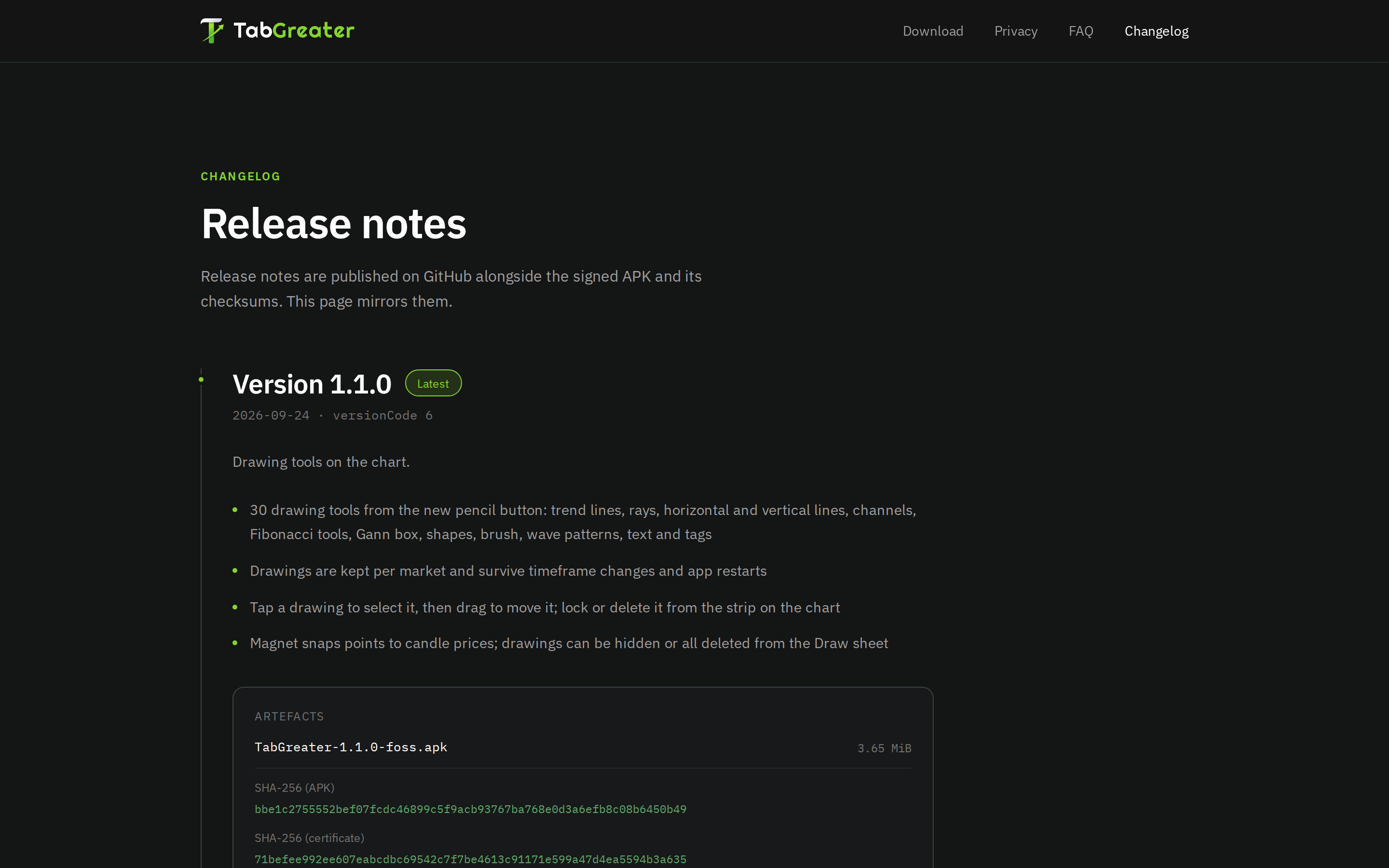 TabGreater — changelog