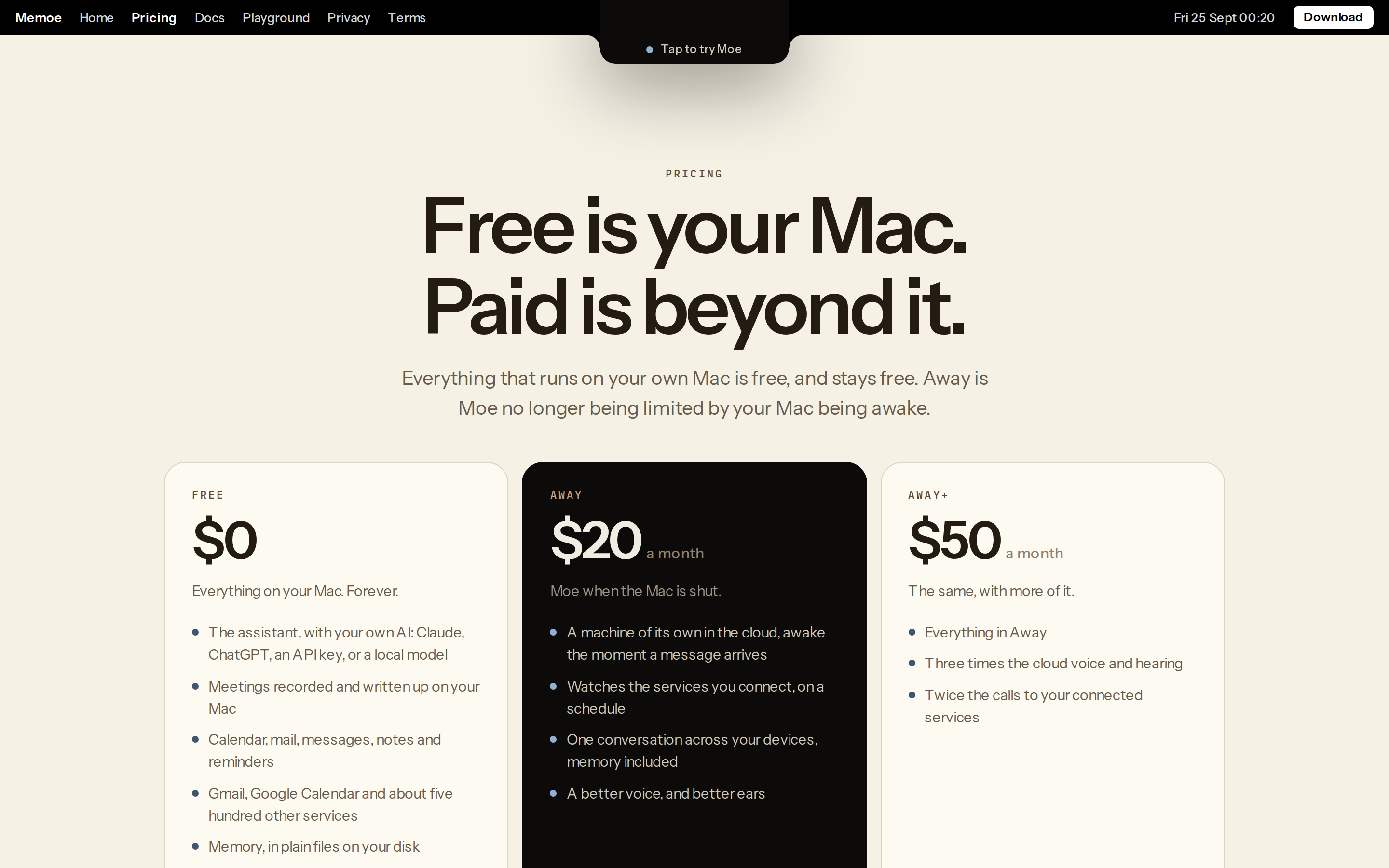 Memoe — pricing