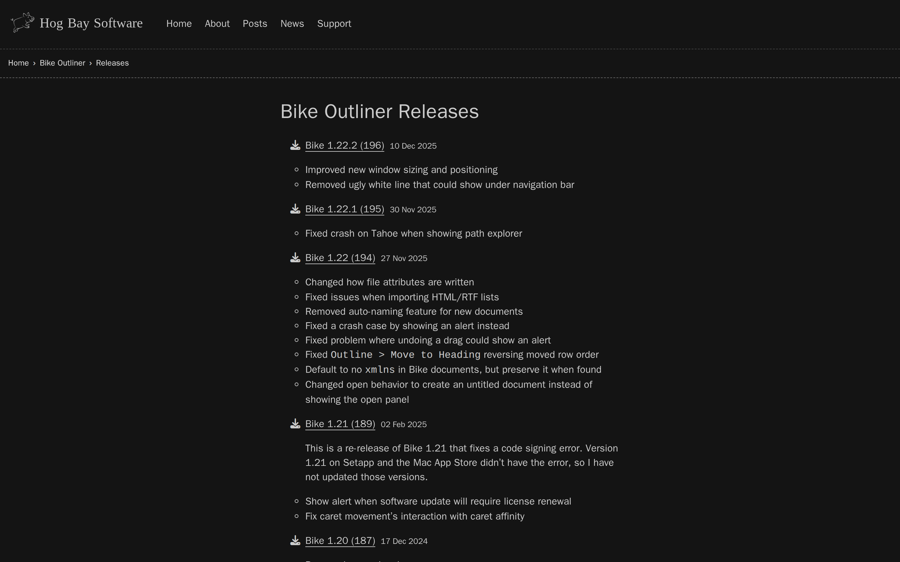 Bike Outliner — changelog