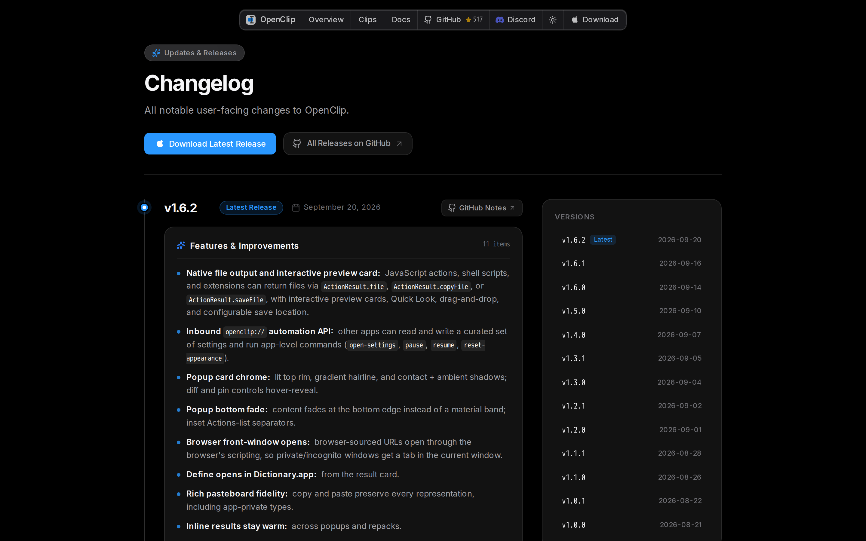 OpenClip — changelog