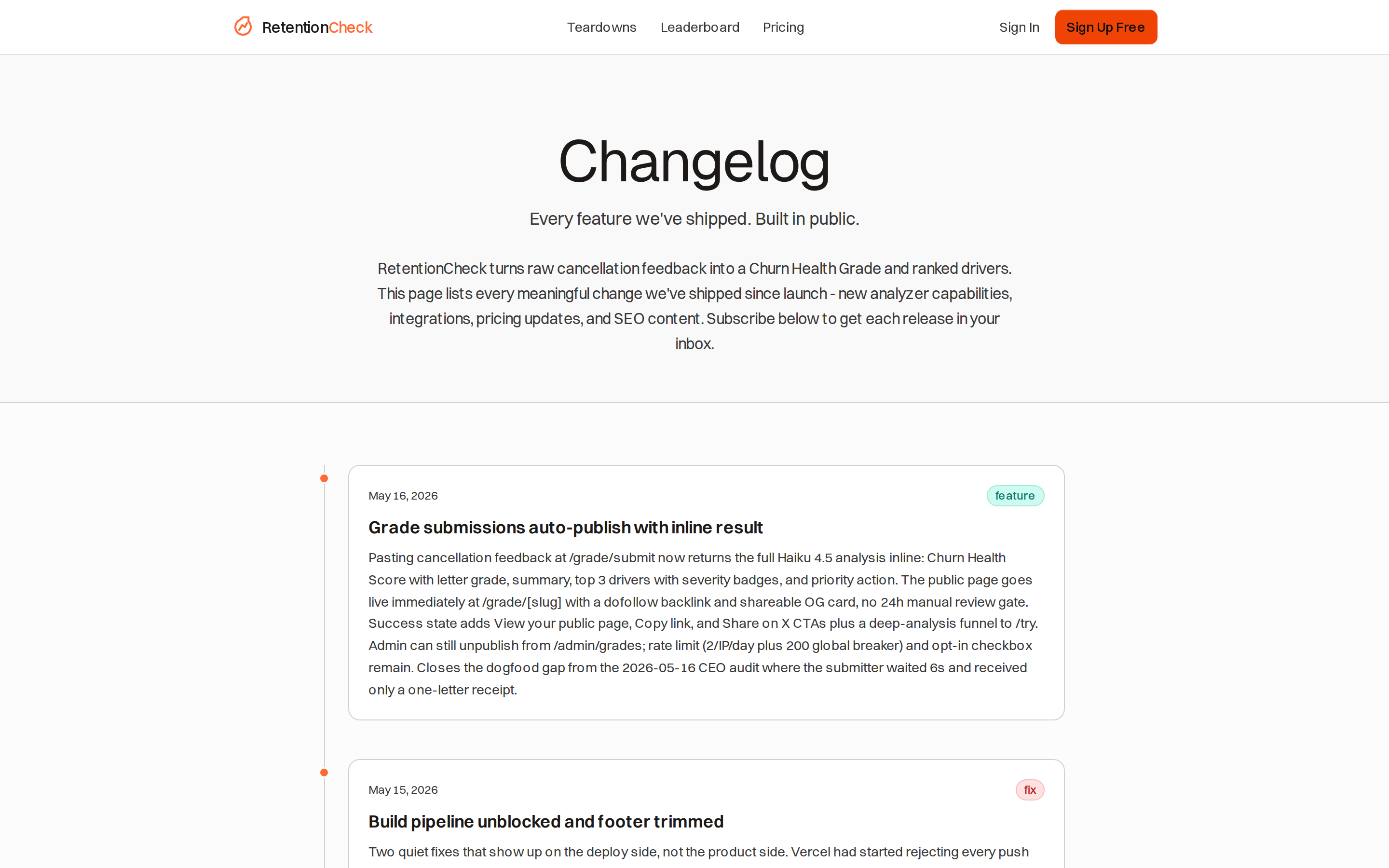 RetentionCheck — changelog