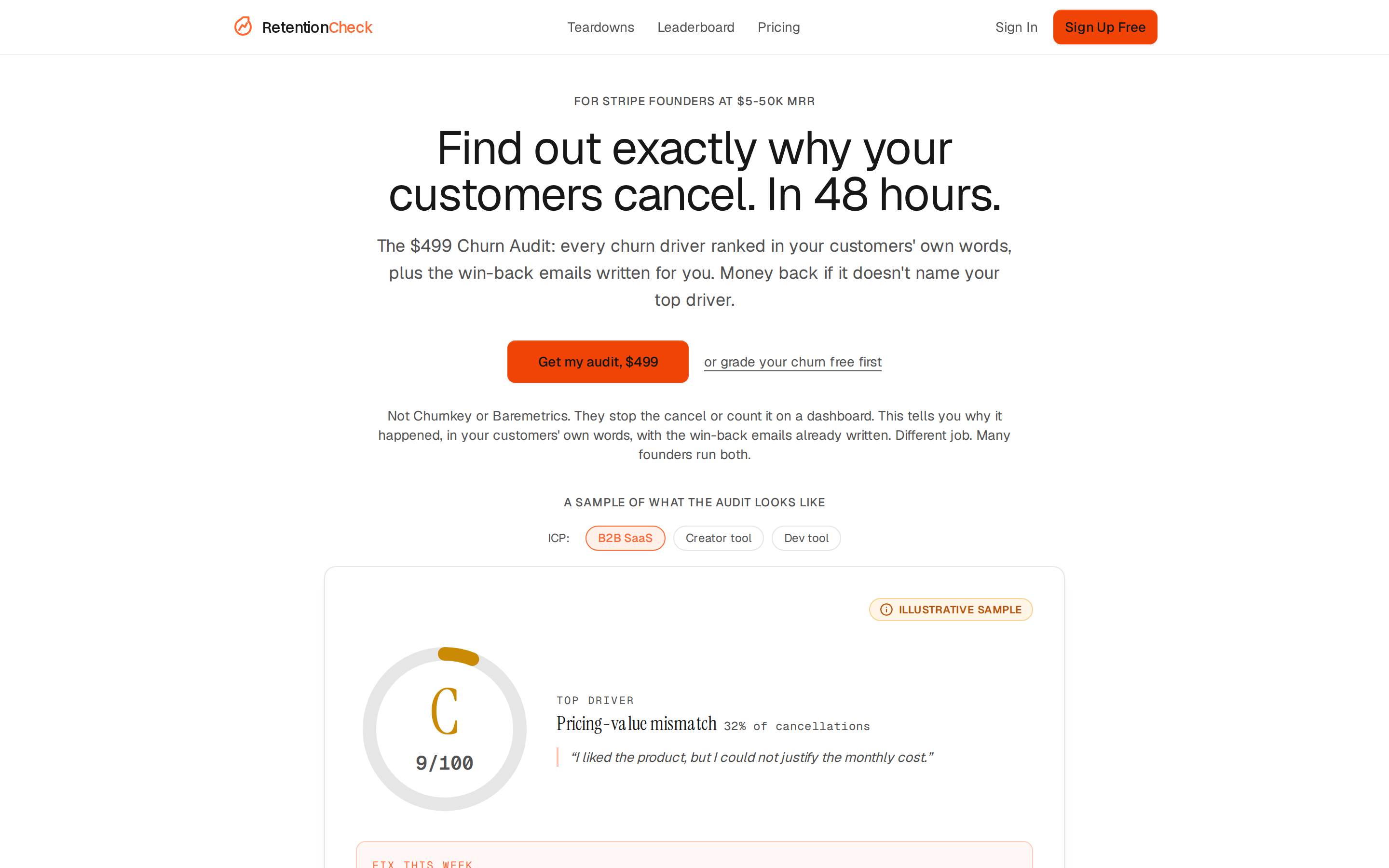 RetentionCheck — pricing