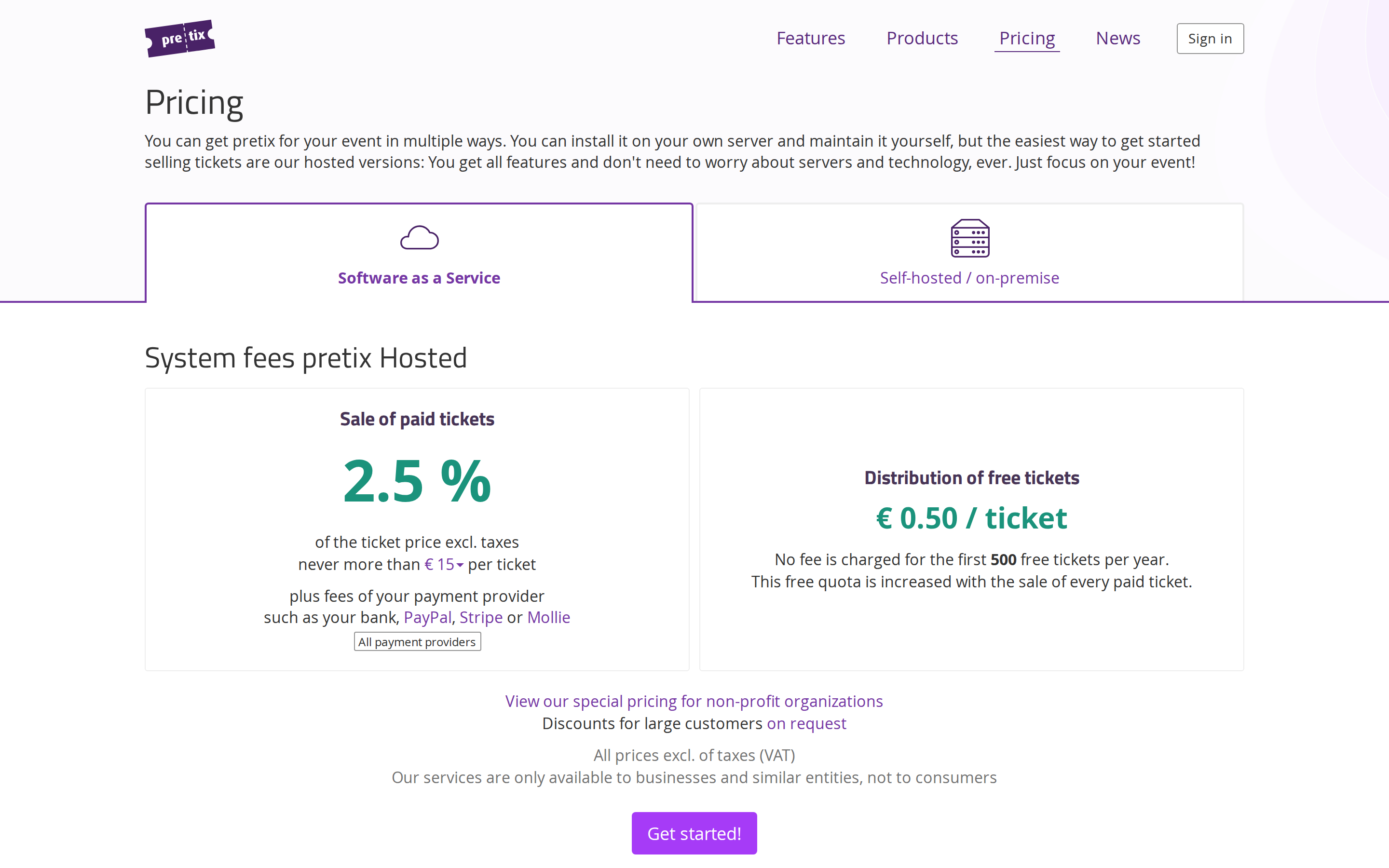 pretix — pricing