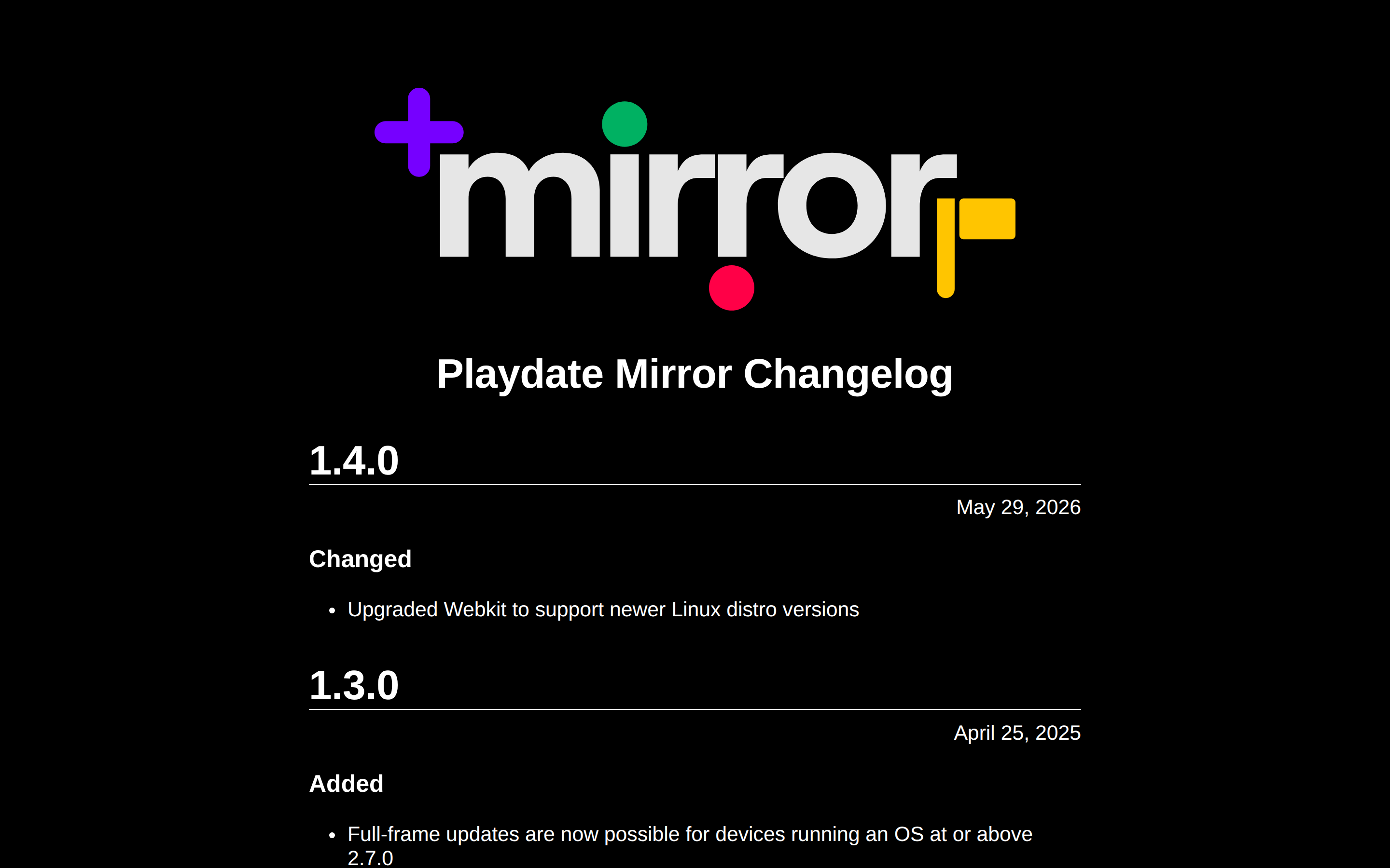 Mirror — changelog