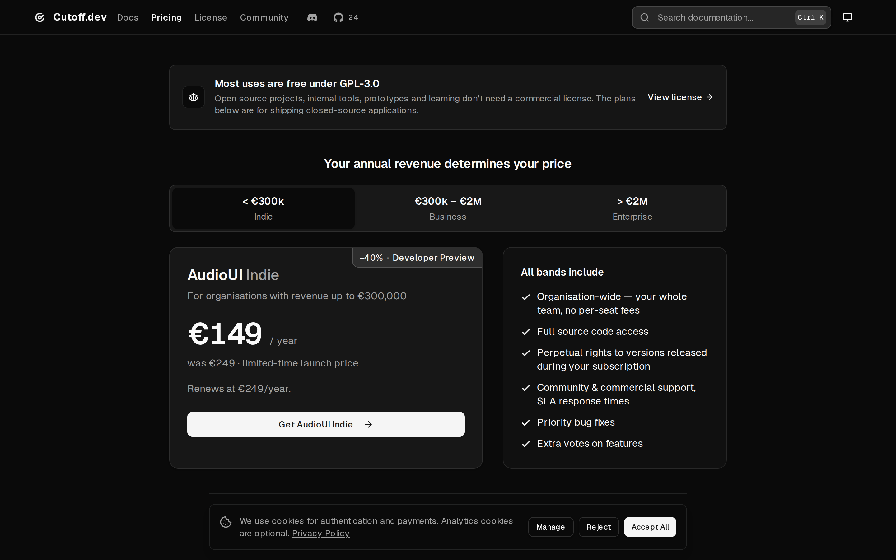 AudioUI — pricing