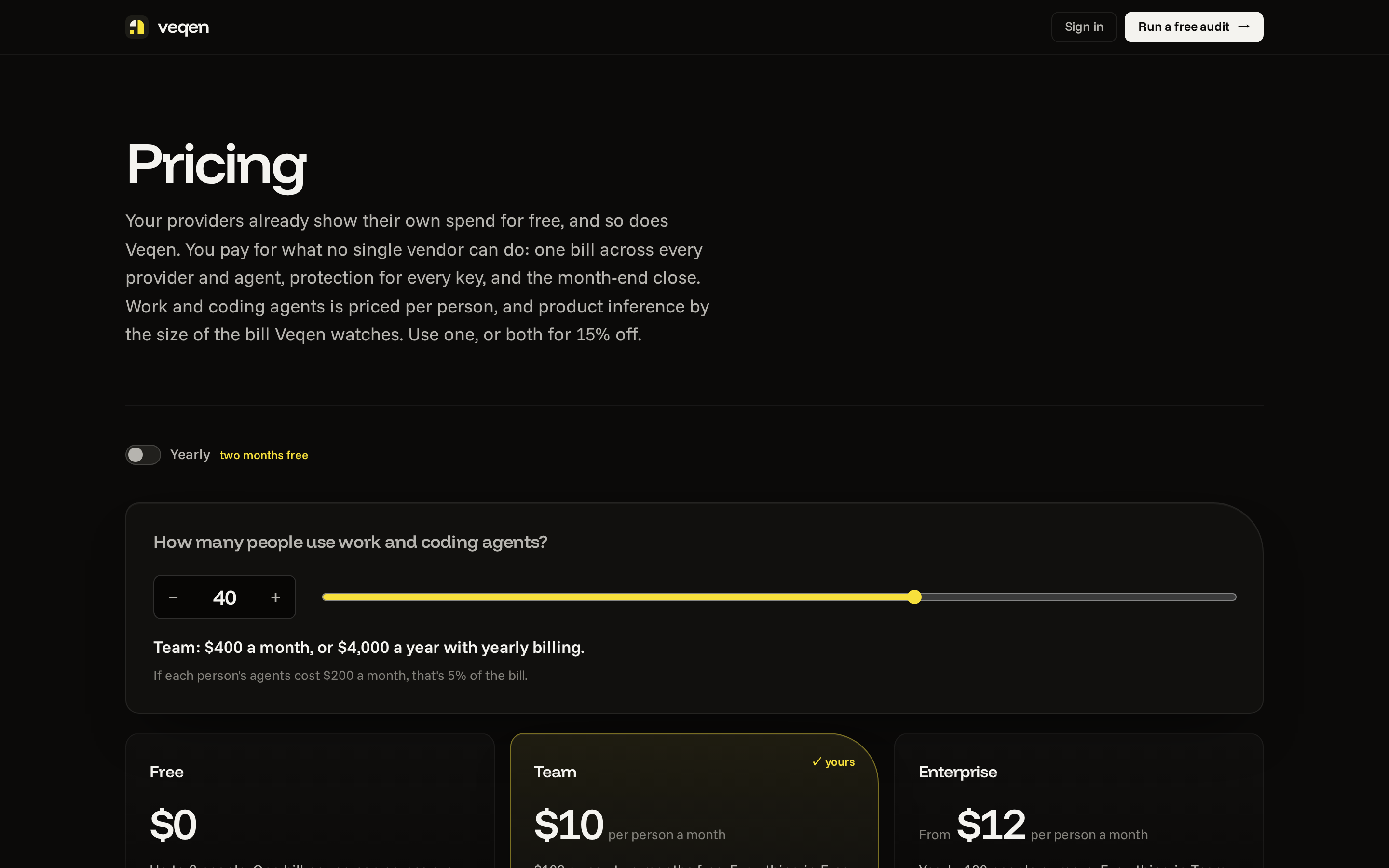 Veqen — pricing