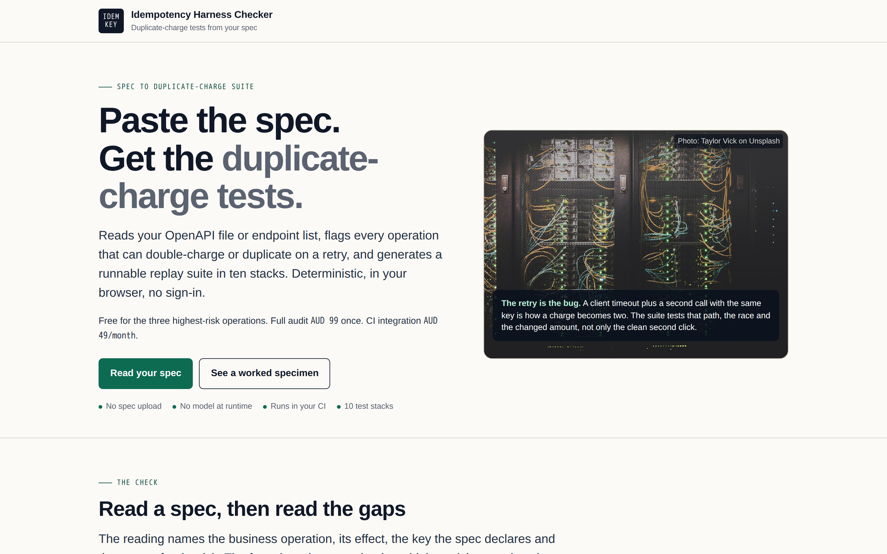 Idempotency Harness Checker — hero