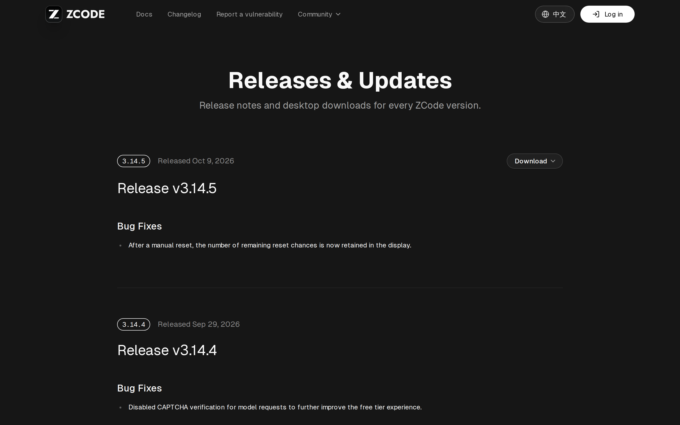ZCode — changelog