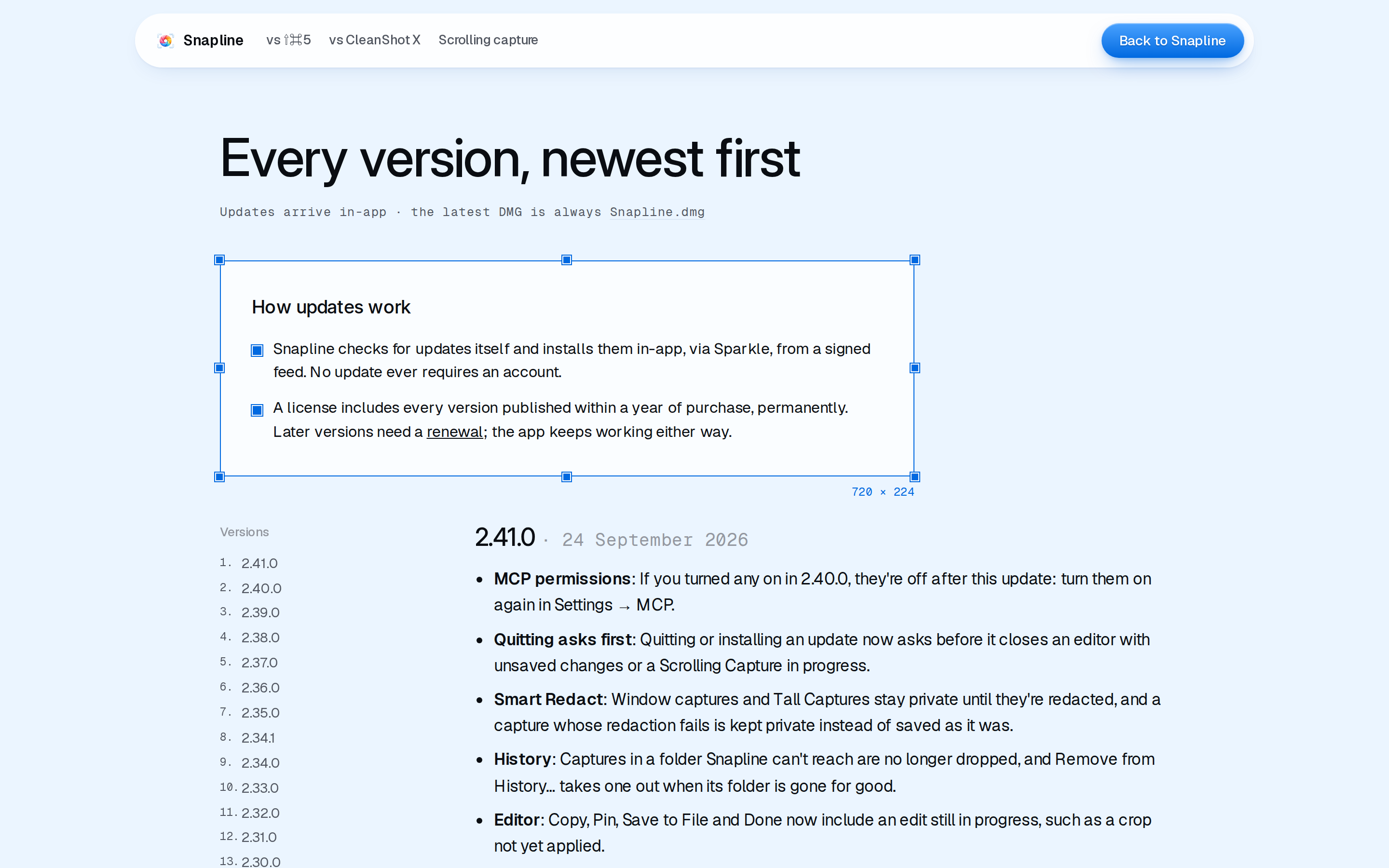 Snapline — changelog