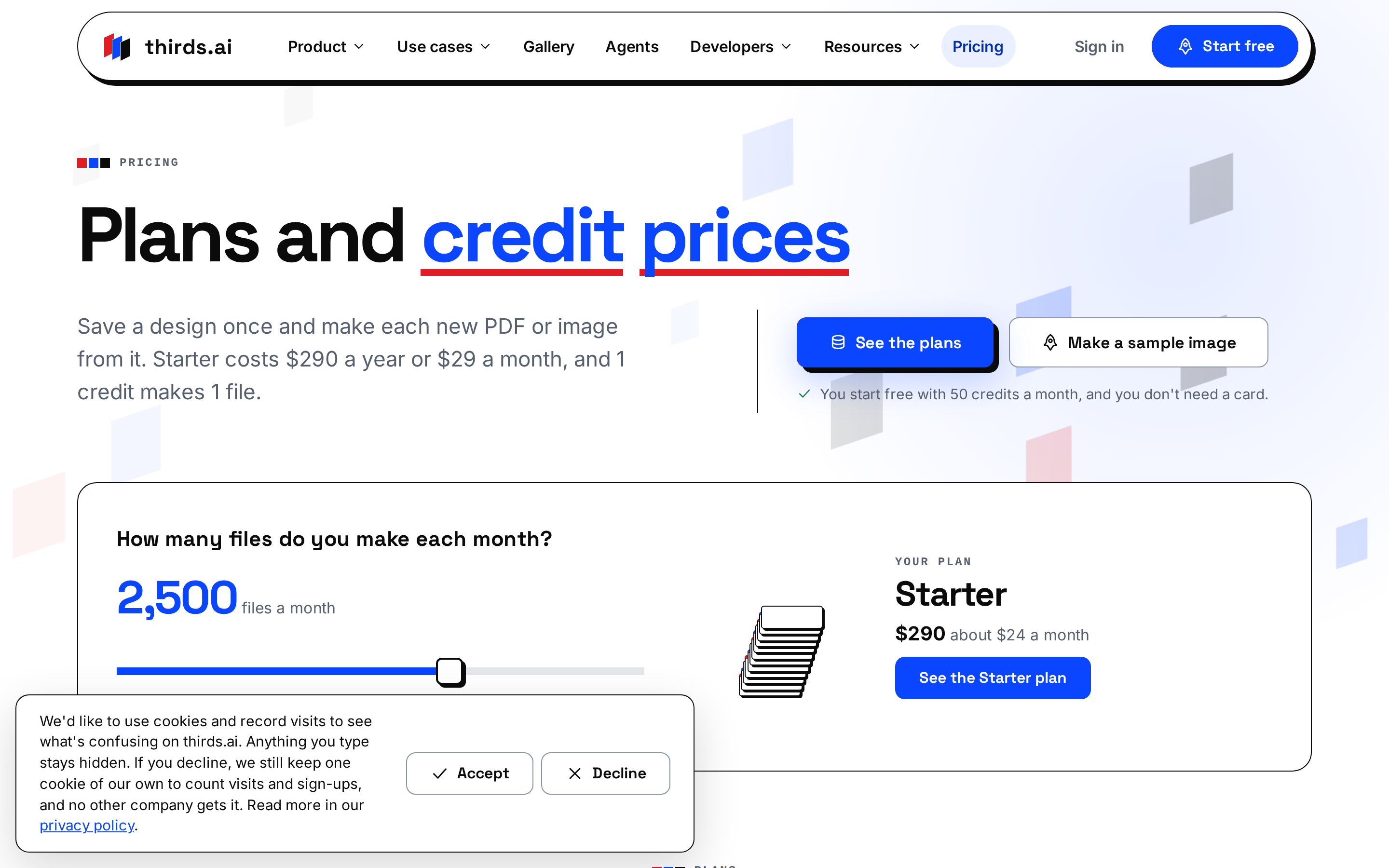 thirds.ai — pricing