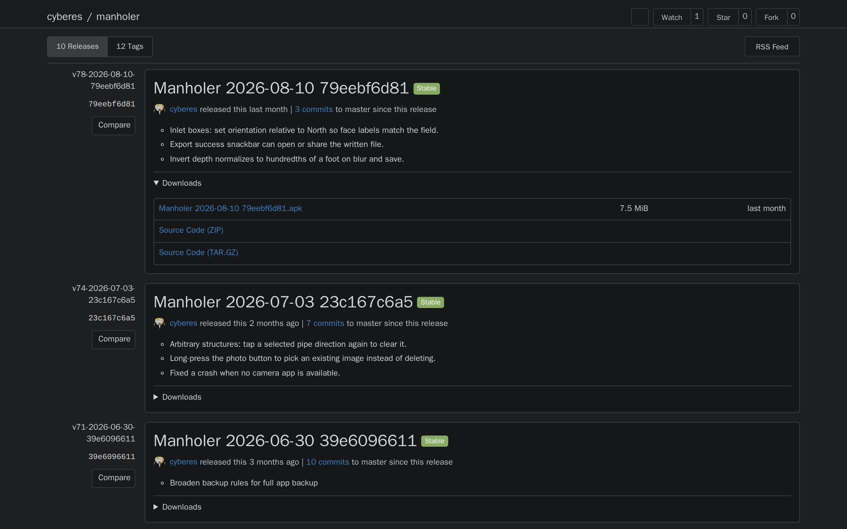 Manholer — changelog