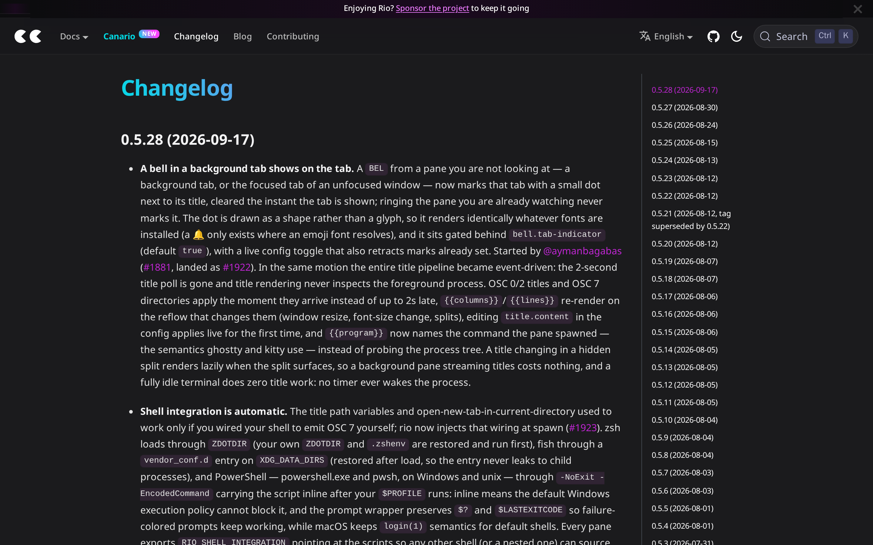 Rio — changelog