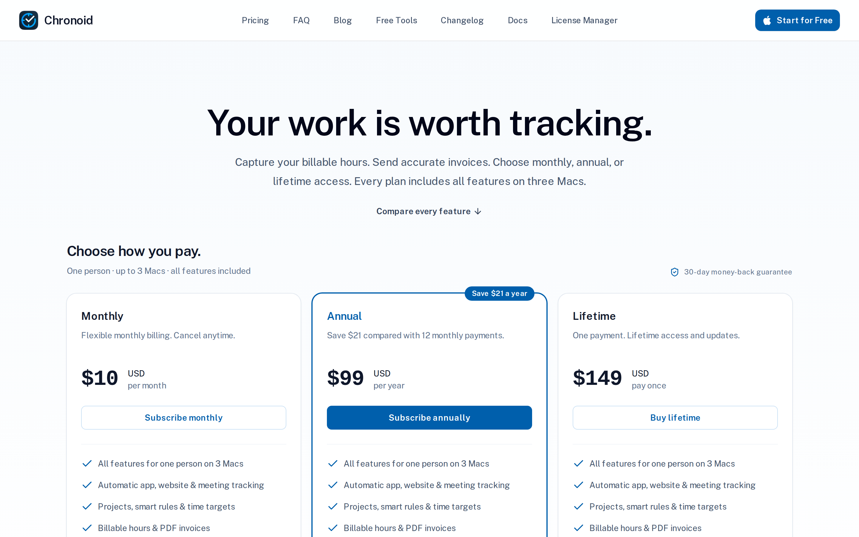 Chronoid — pricing