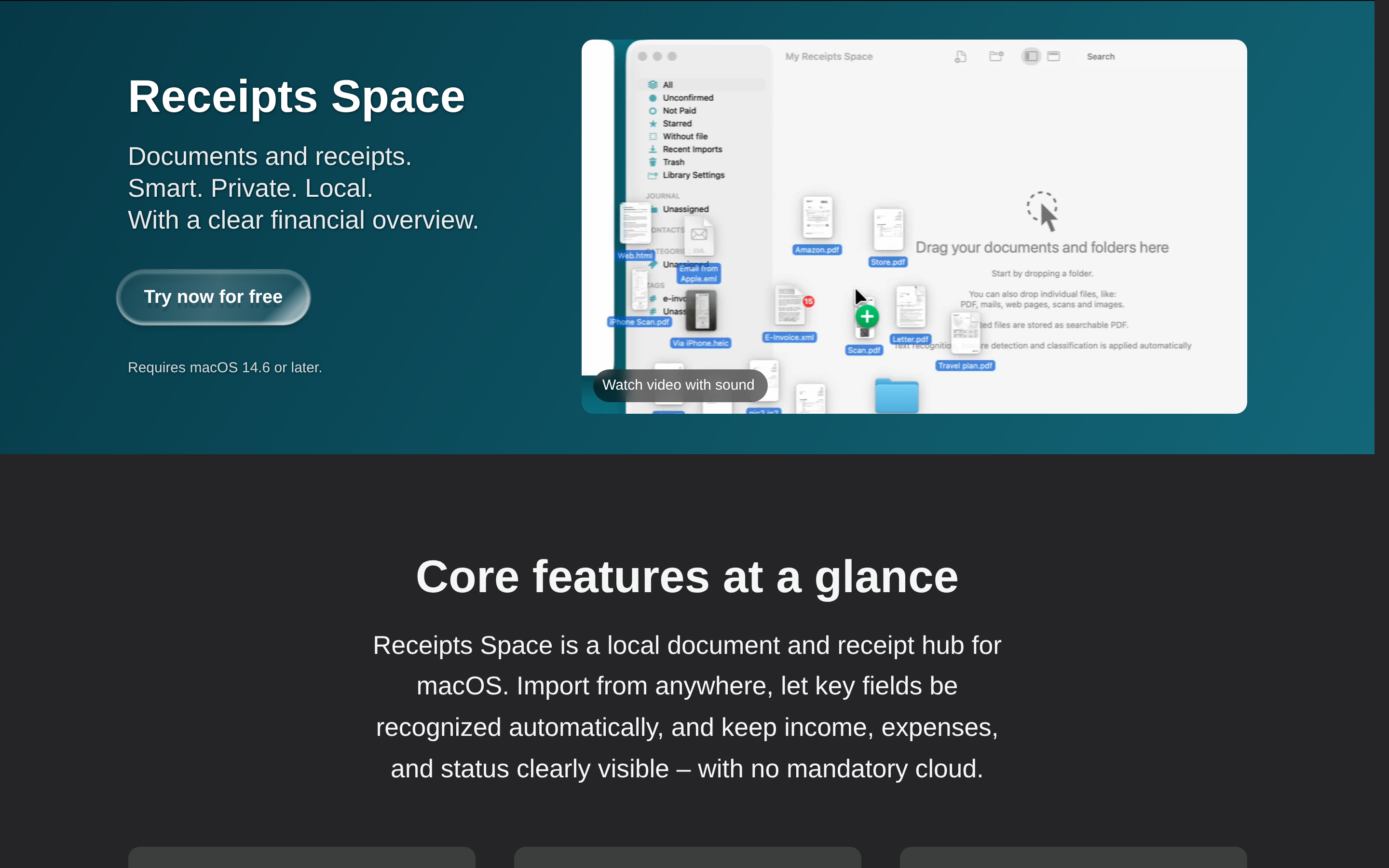 Receipts Space — hero