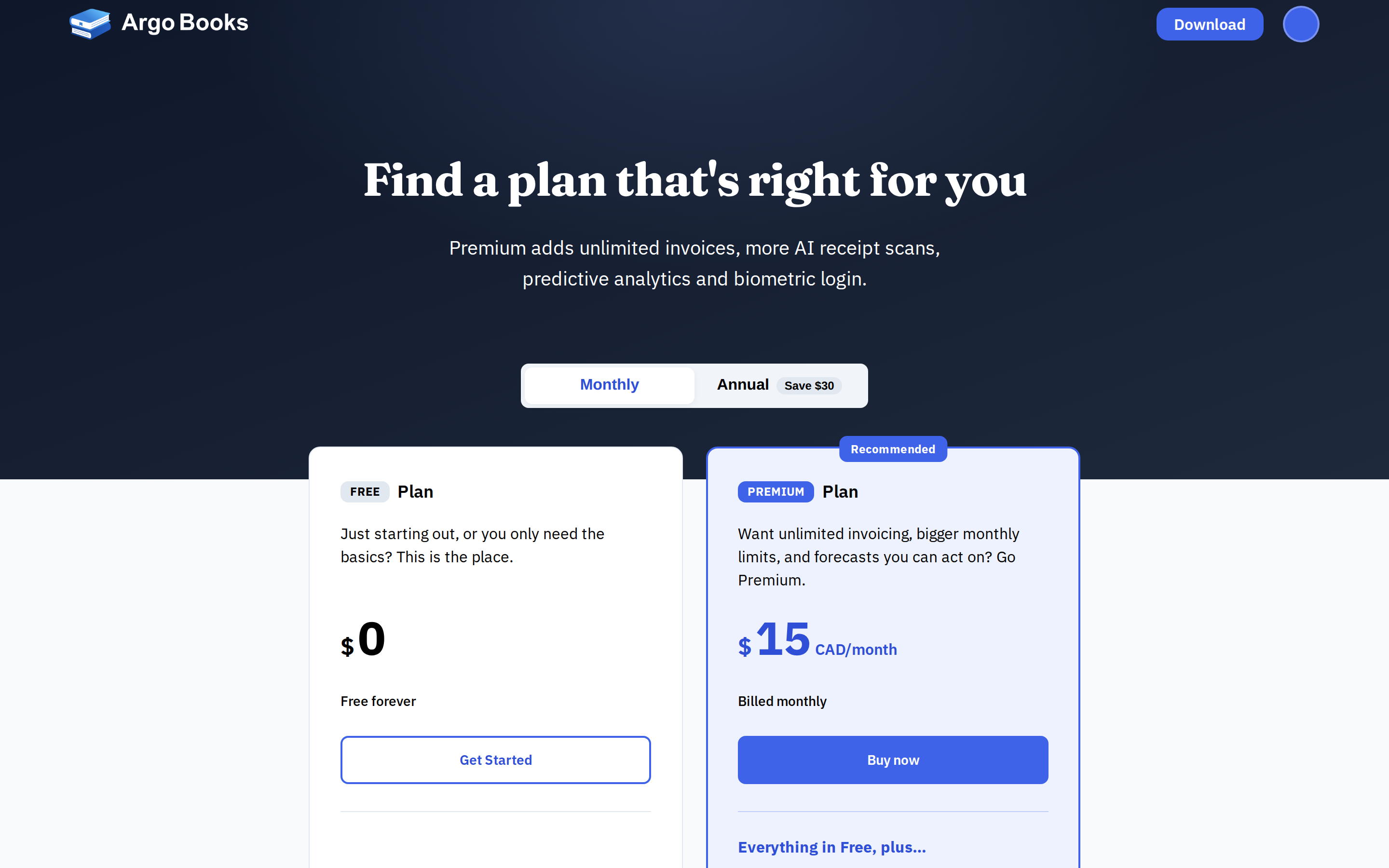 Argo Books — pricing