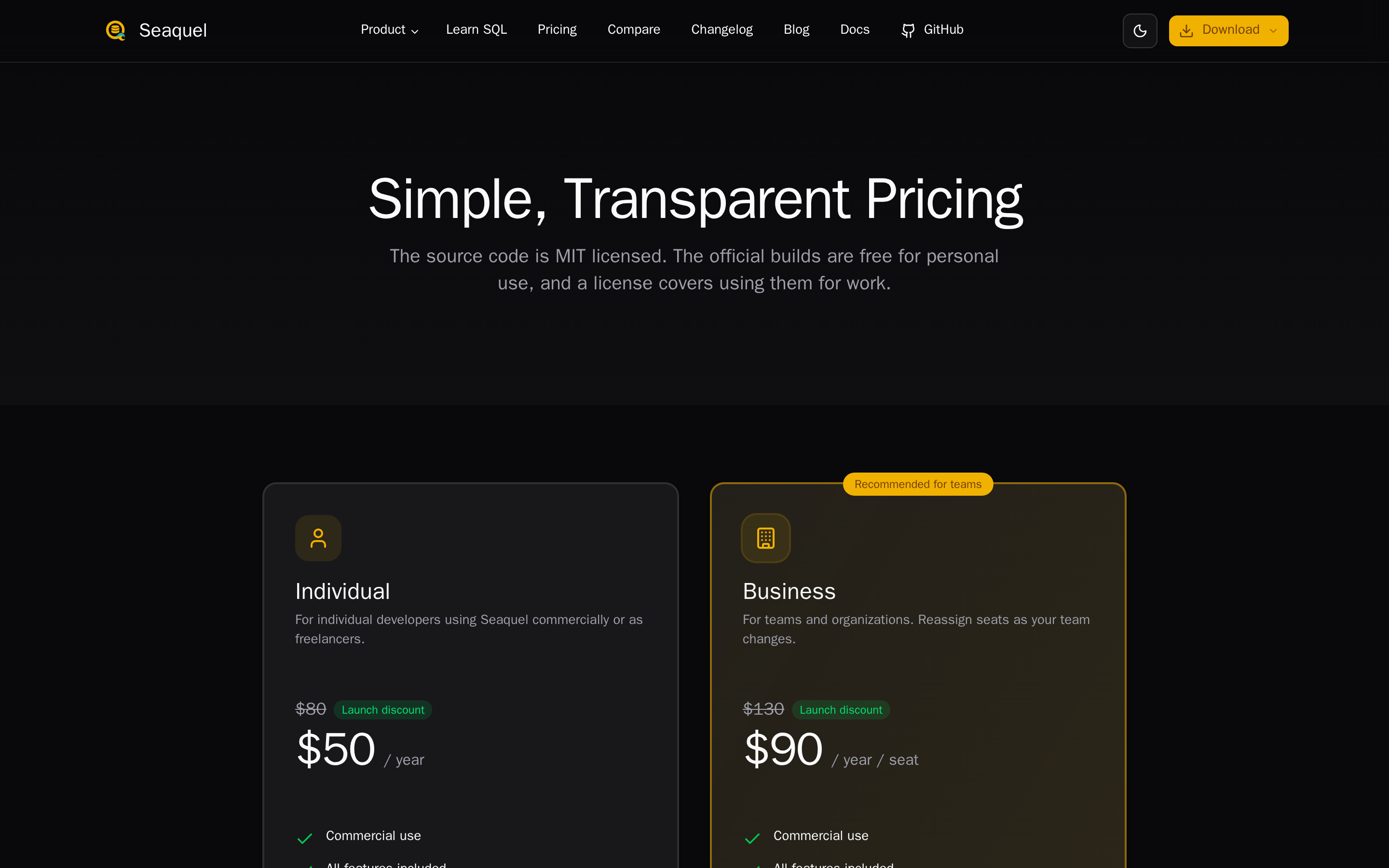 Seaquel — pricing