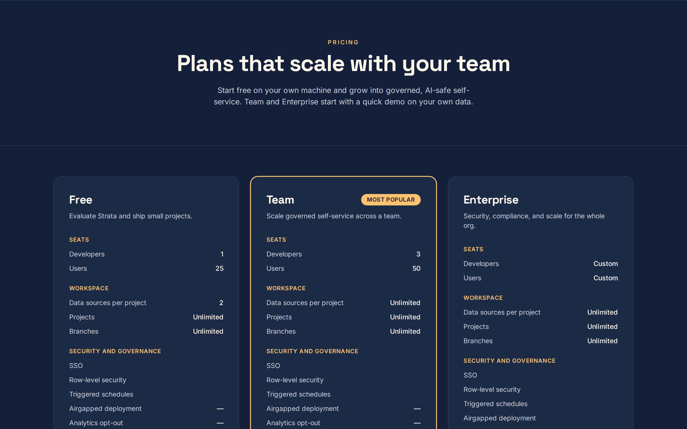 Strata — pricing
