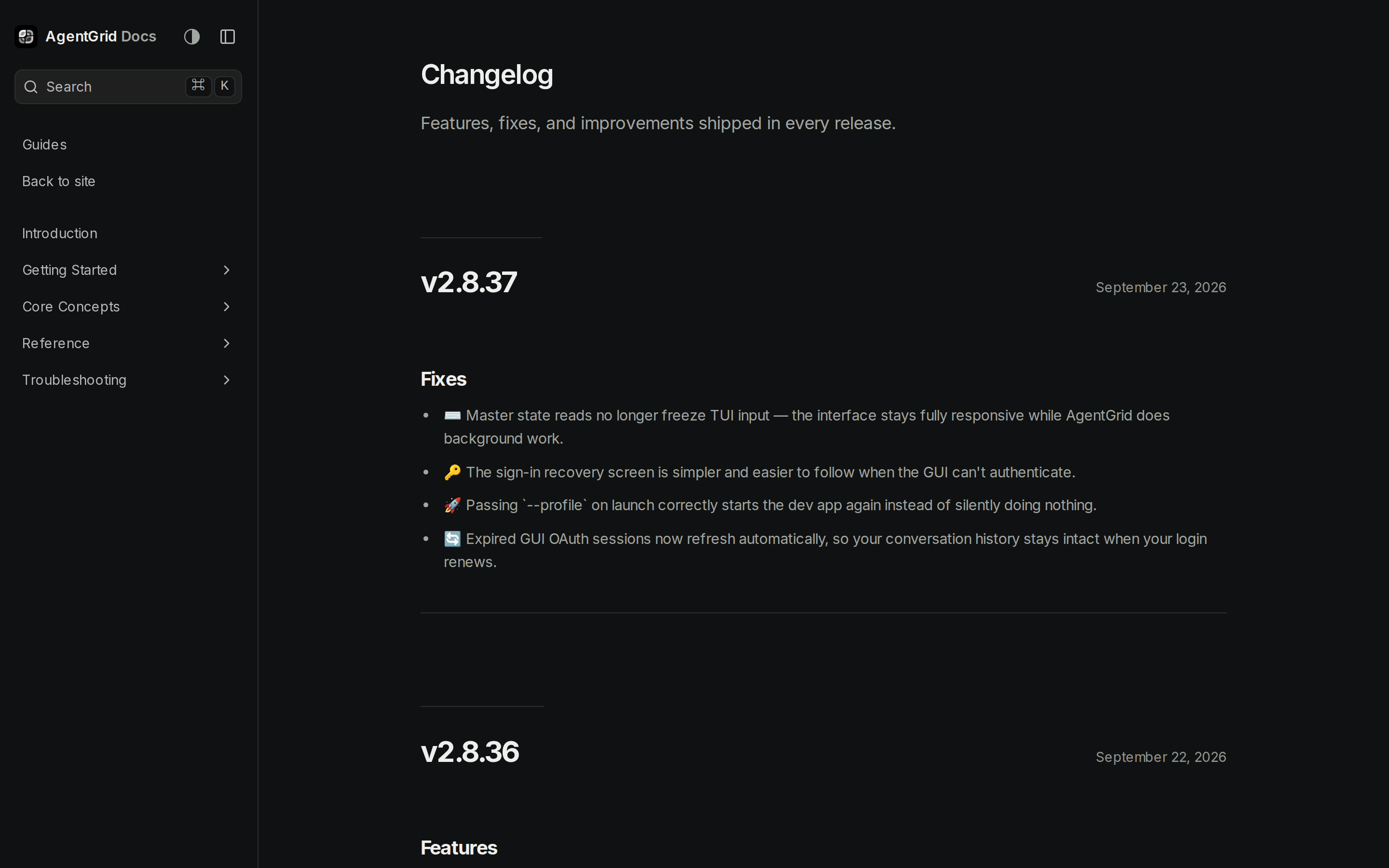 AgentGrid — changelog