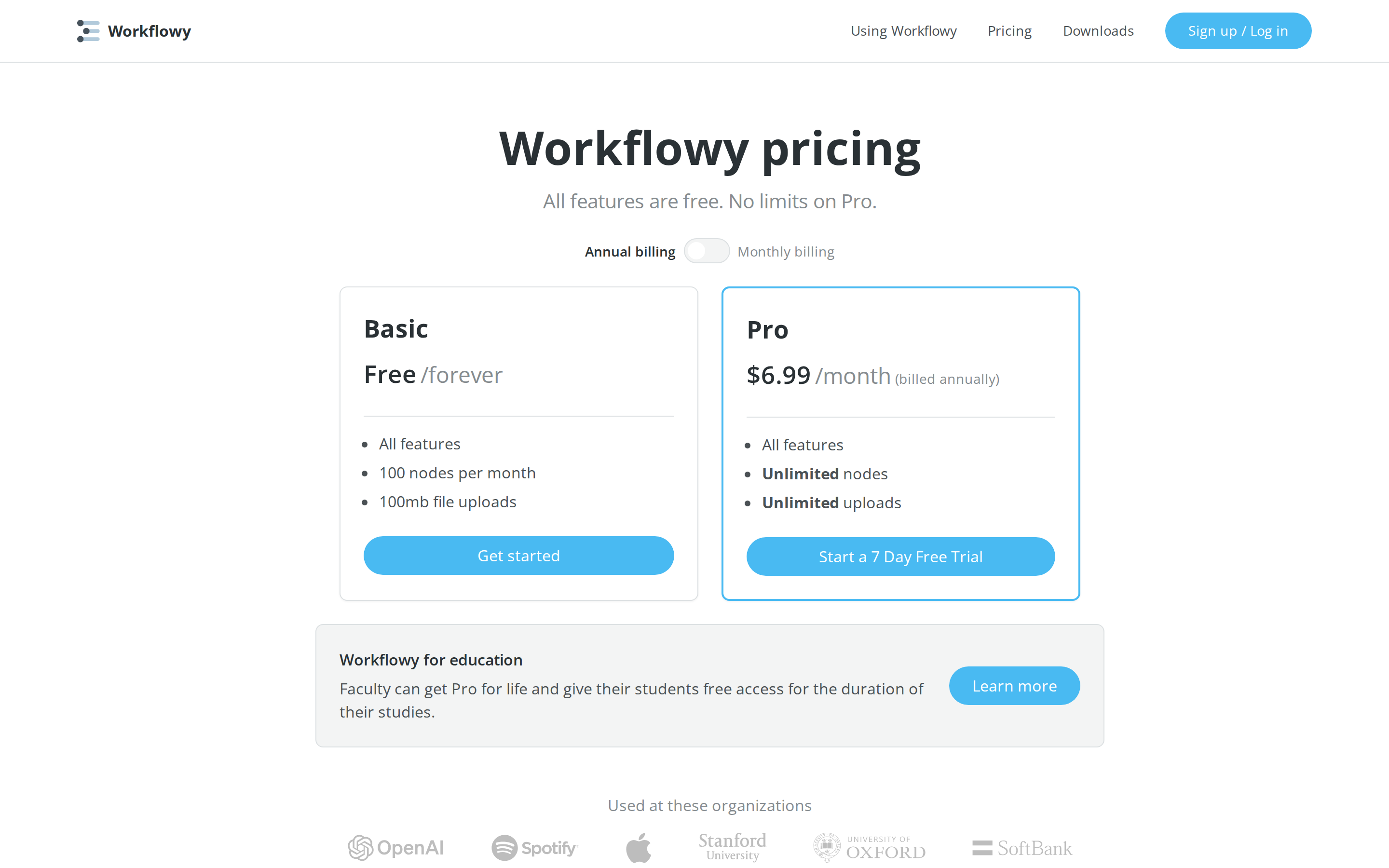 Workflowy — pricing