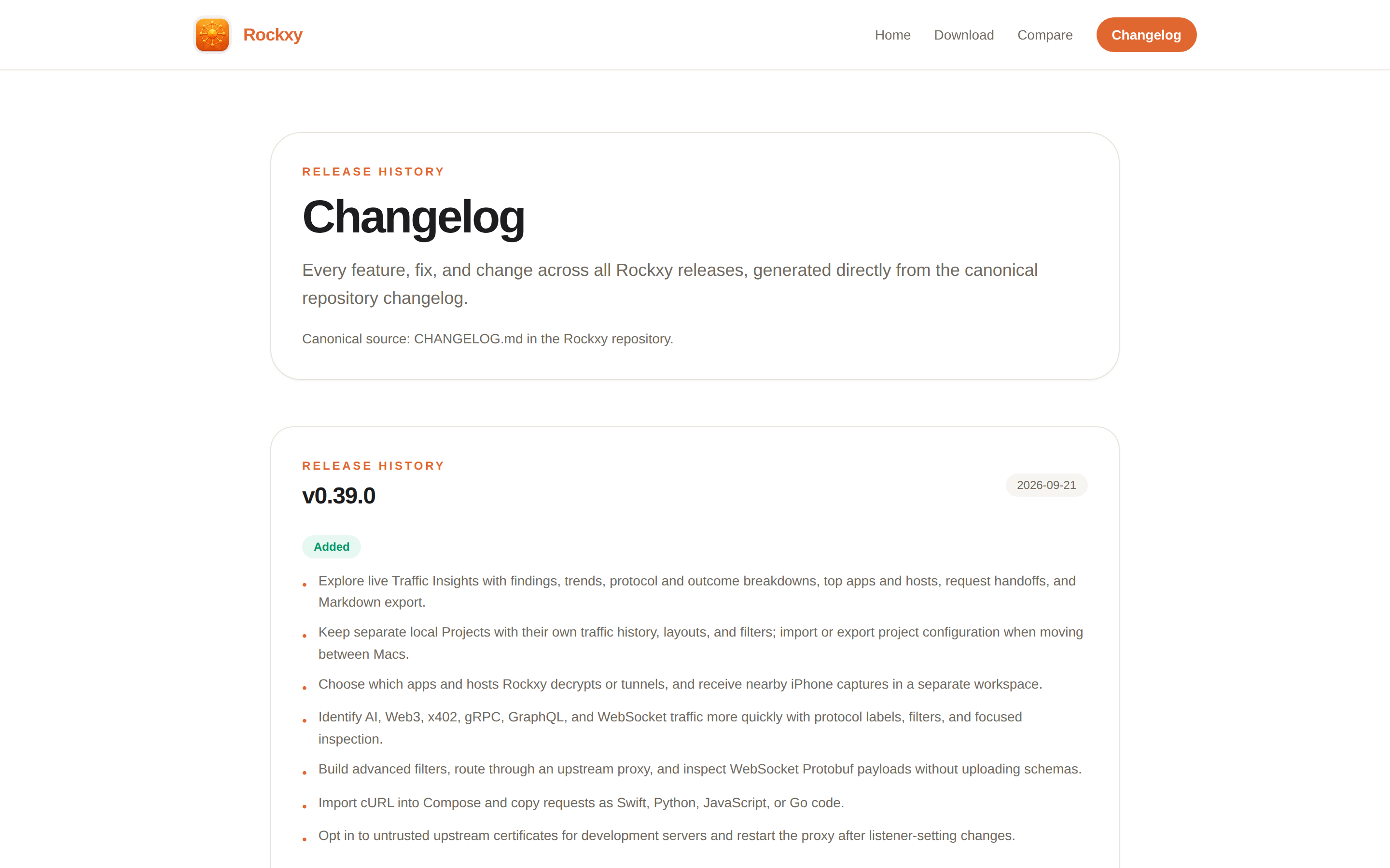 Rockxy — changelog