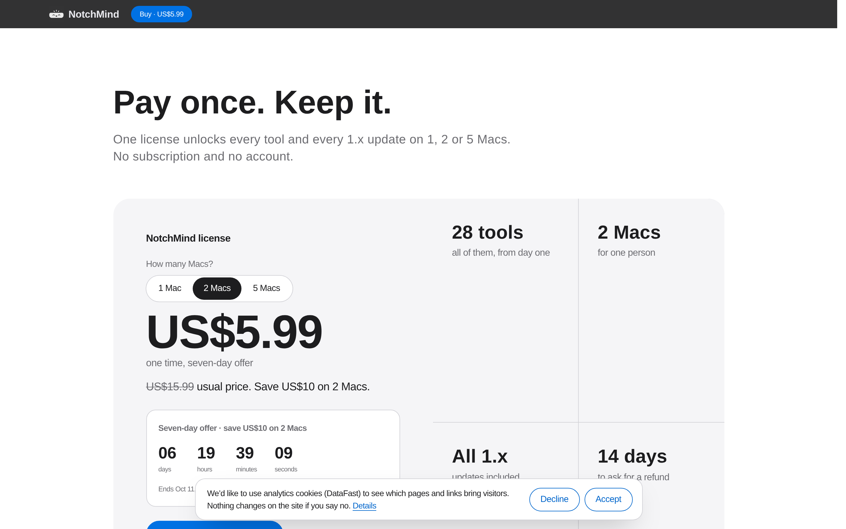 NotchMind — pricing