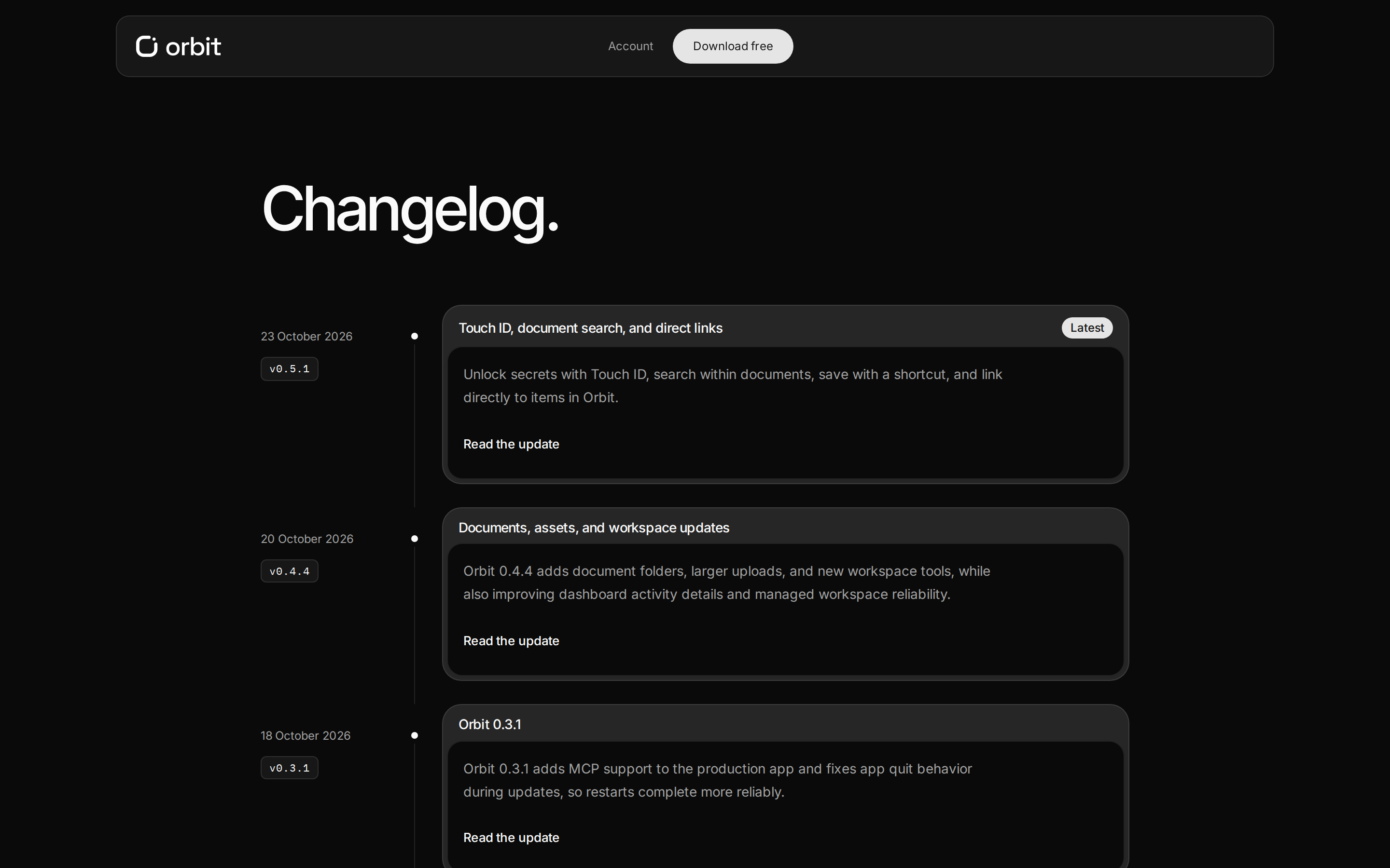 Orbit — changelog