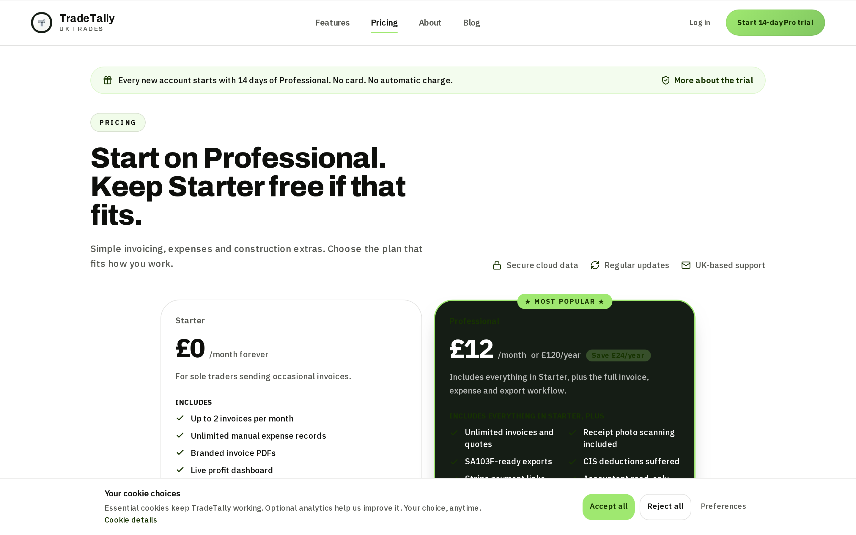 TradeTally — pricing