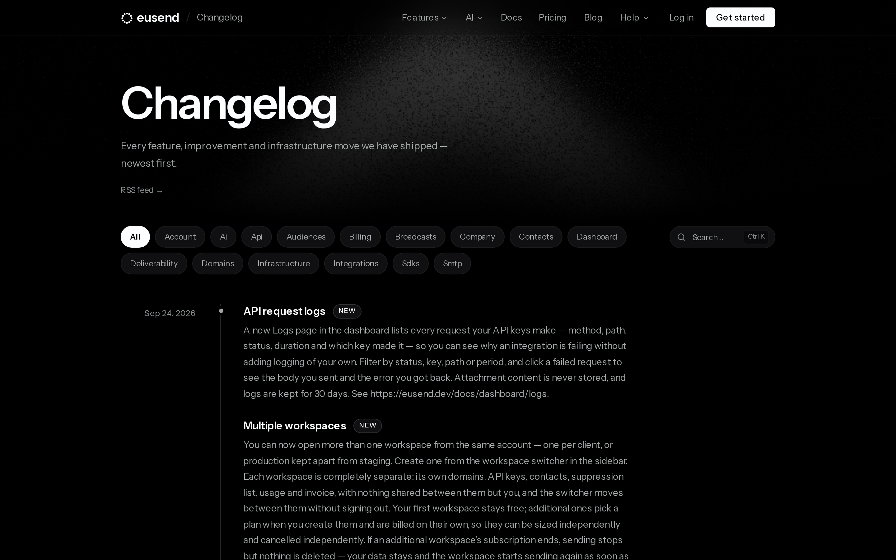 eusend — changelog