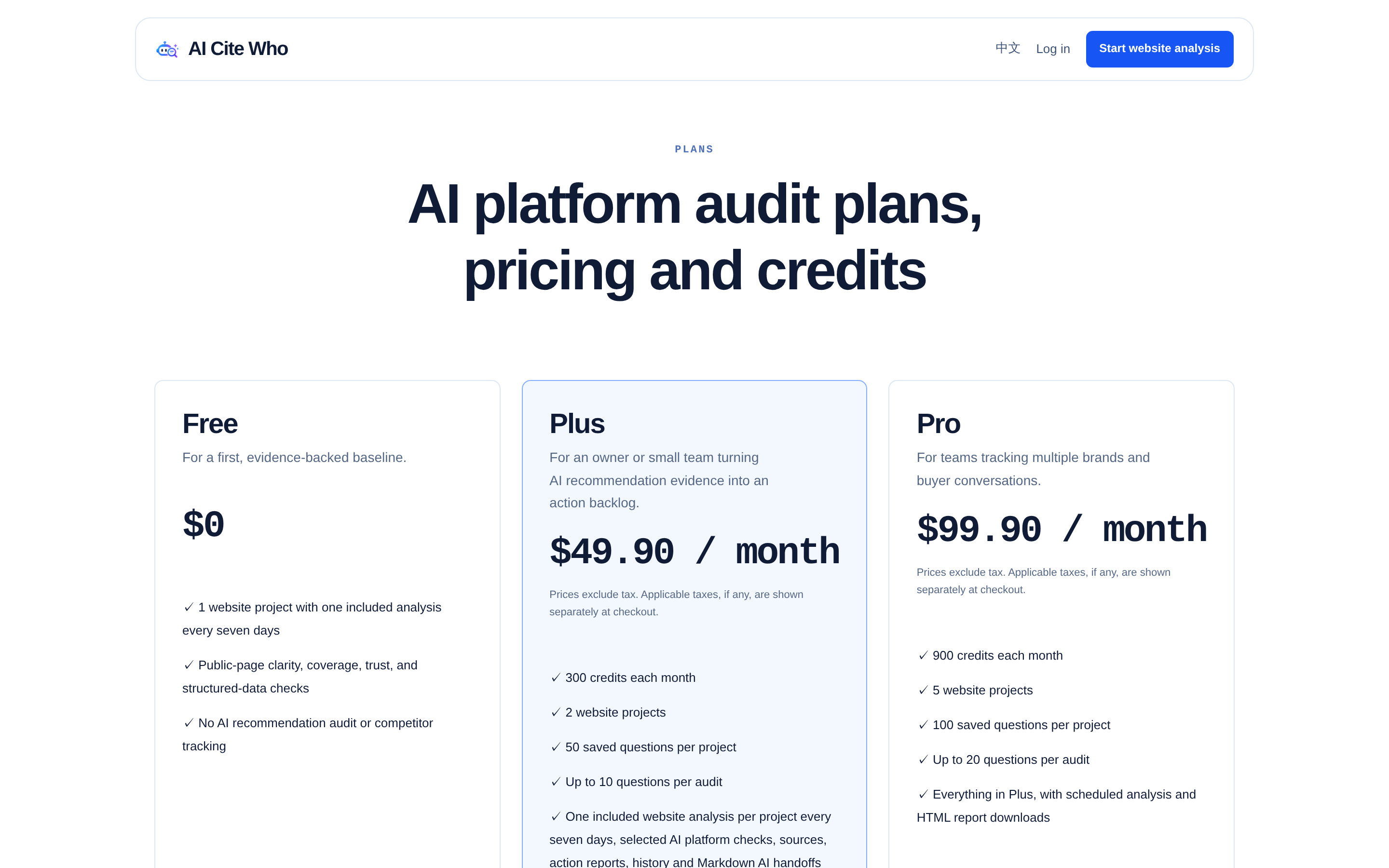 AI Cite Who — pricing