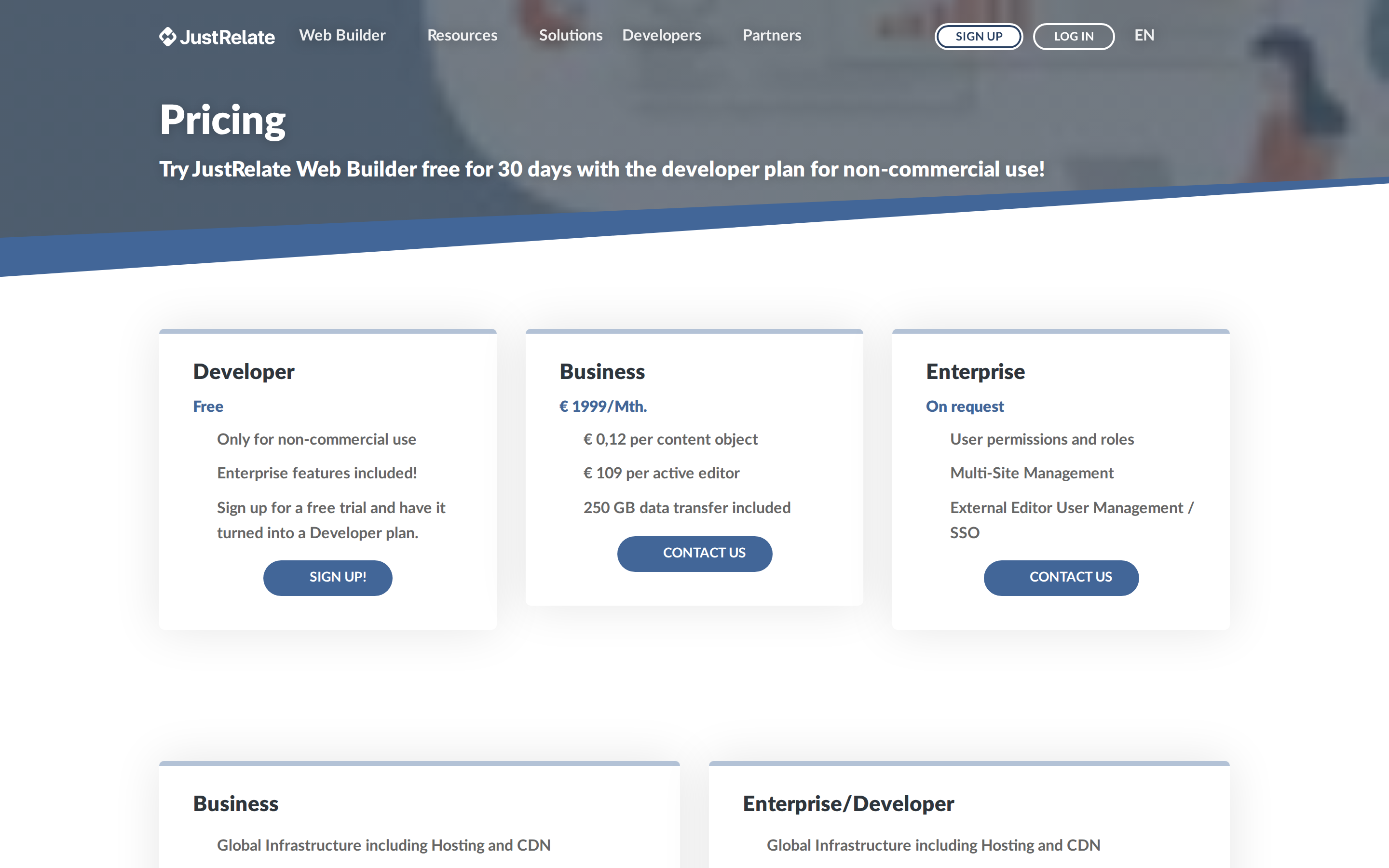 JustRelate Web Builder — pricing