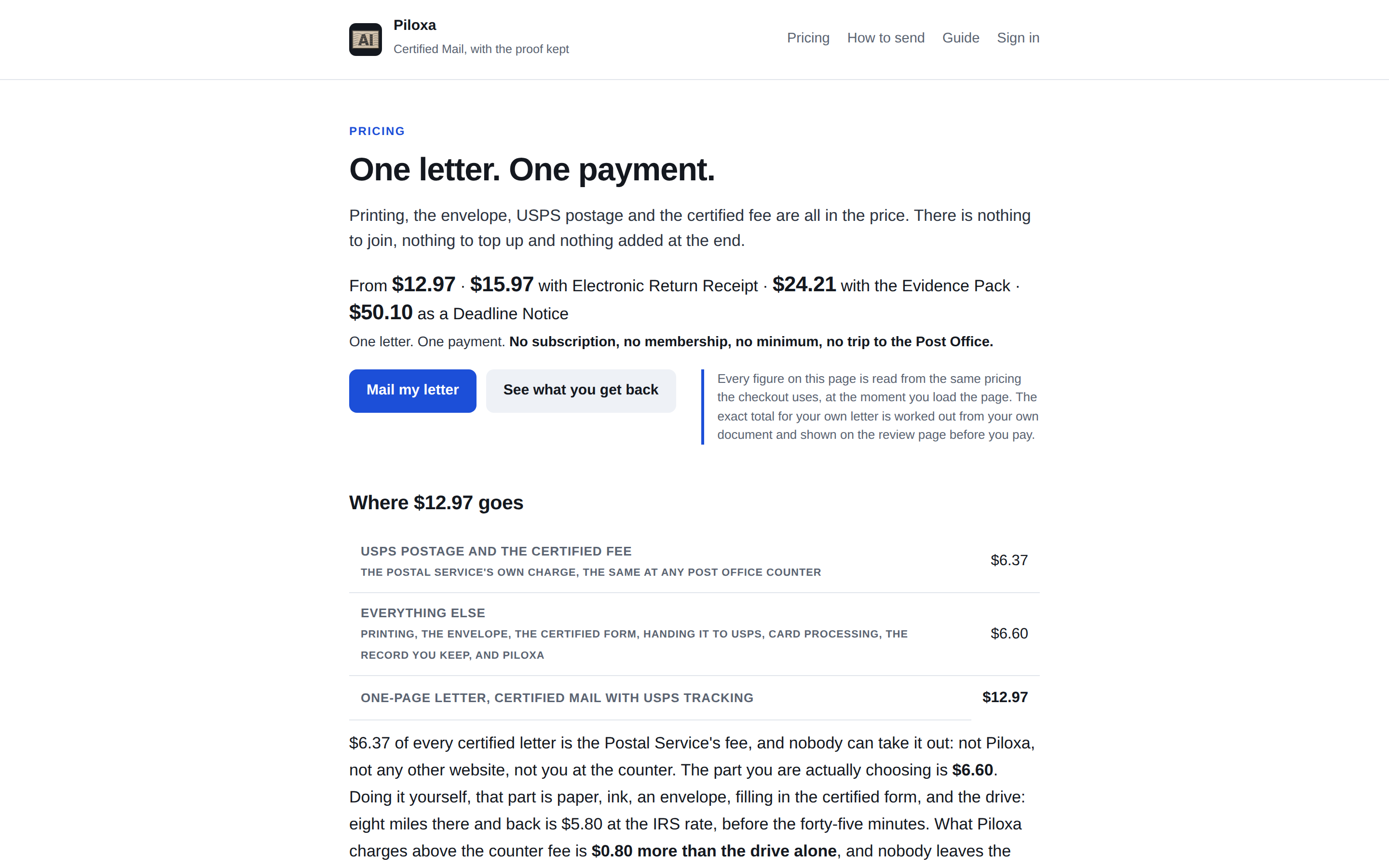 Piloxa — pricing