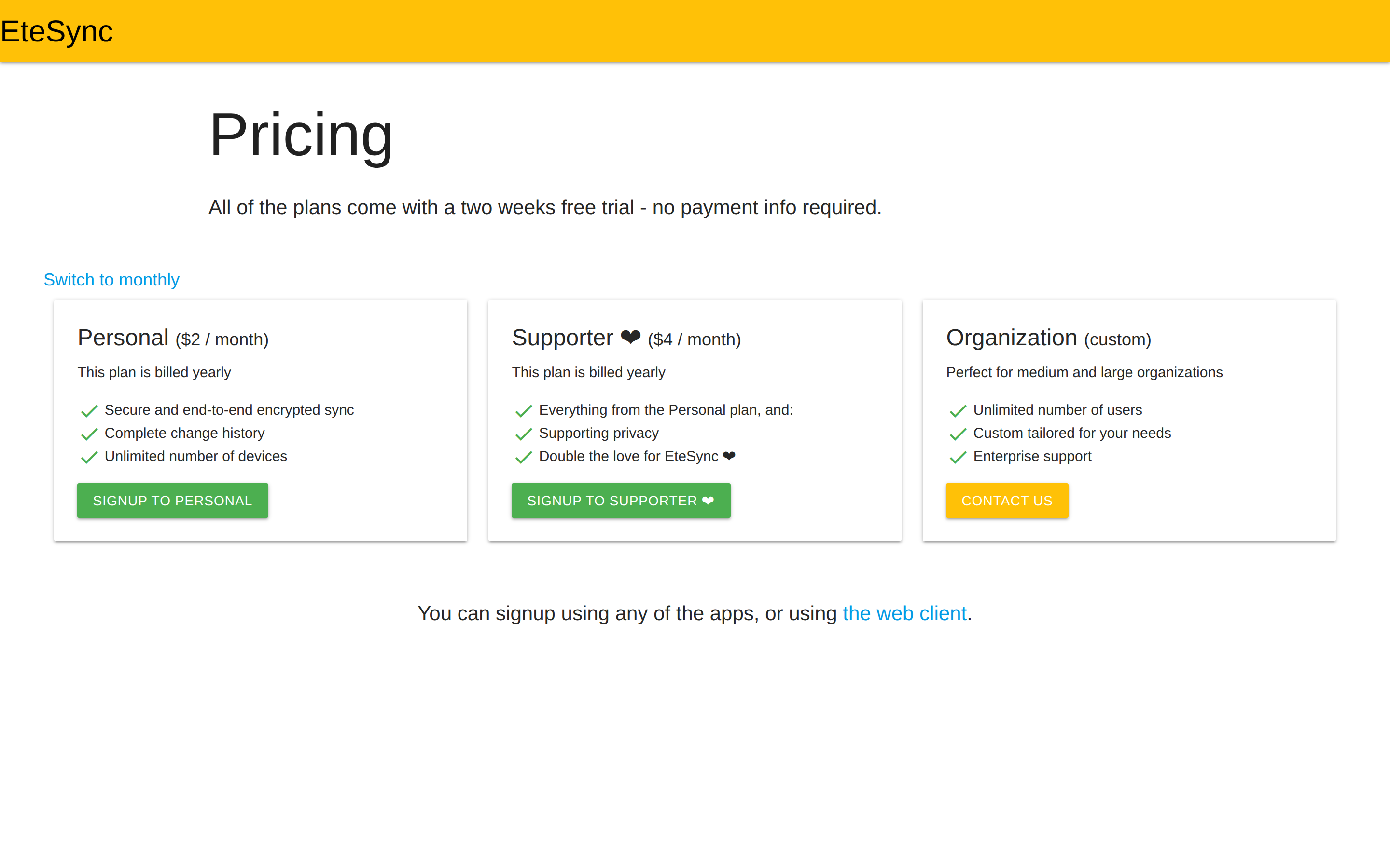 EteSync — pricing