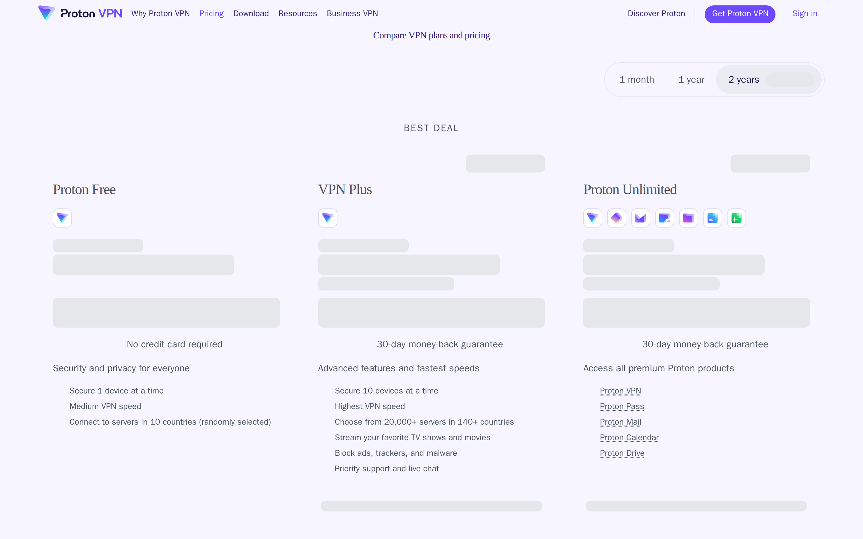Proton VPN — pricing