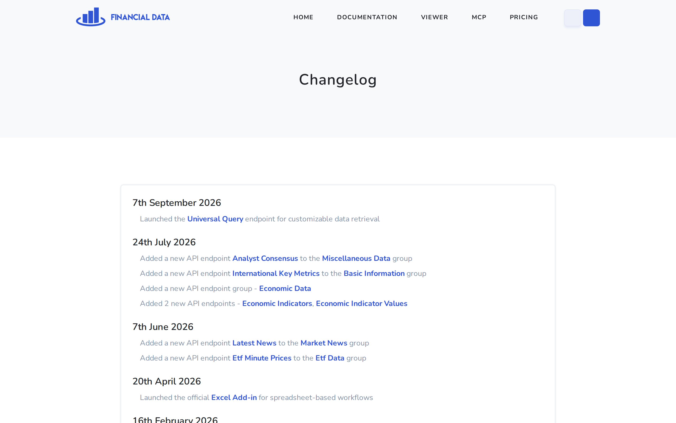FinancialData.Net — changelog