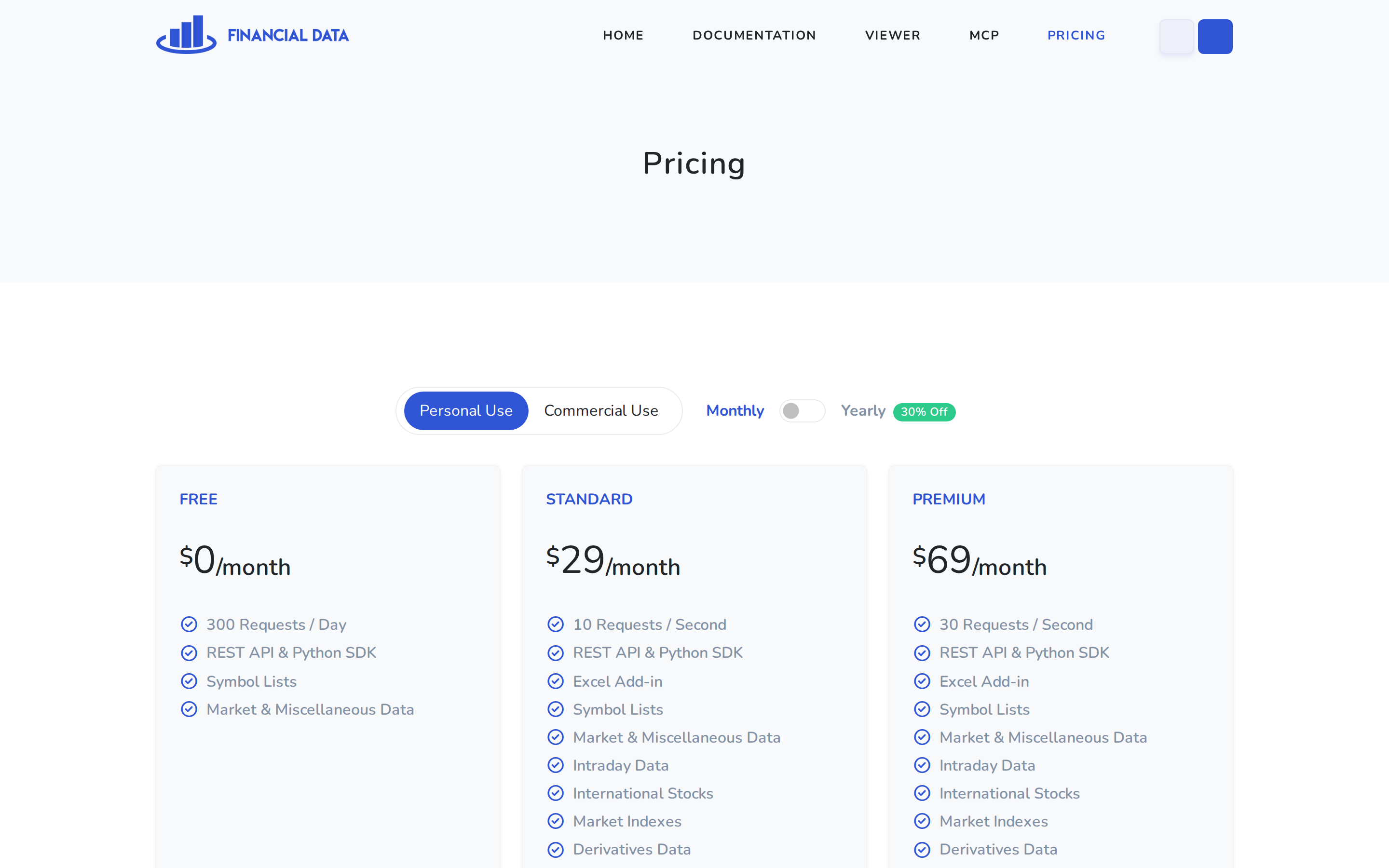 FinancialData.Net — pricing