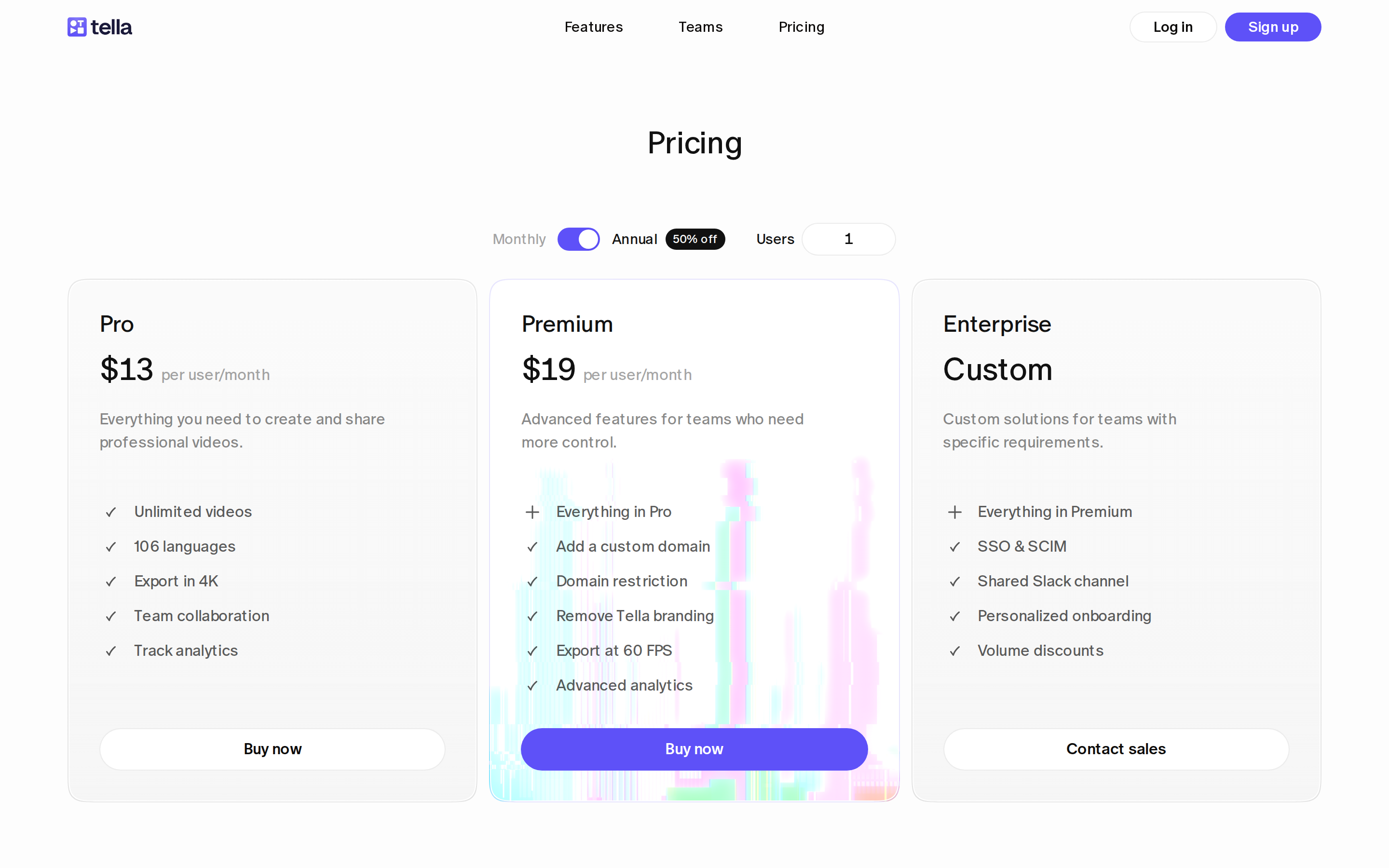 Tella — pricing